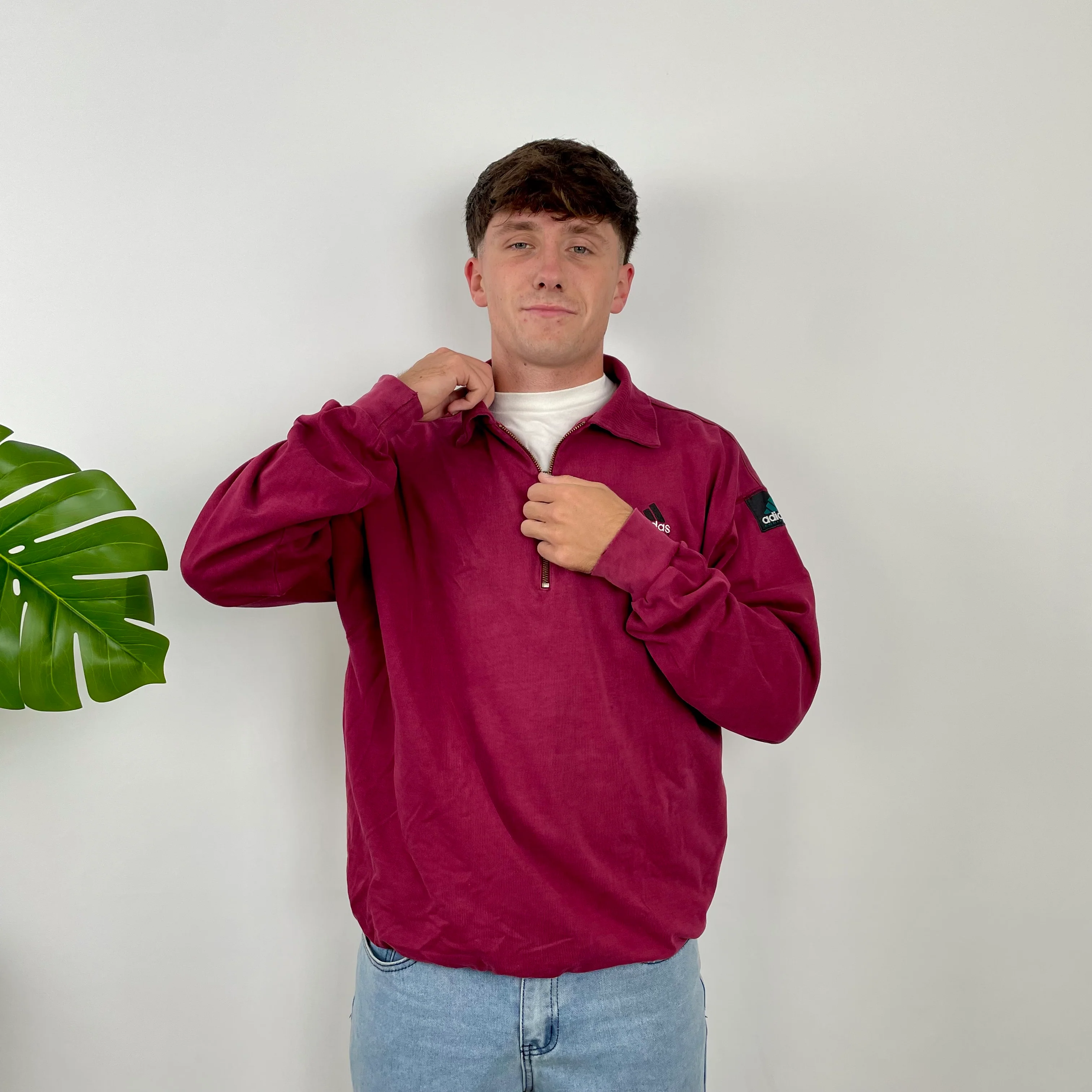 Adidas Equipment Maroon Embroidered Spell Out Sweatshirt (L) - Image 4