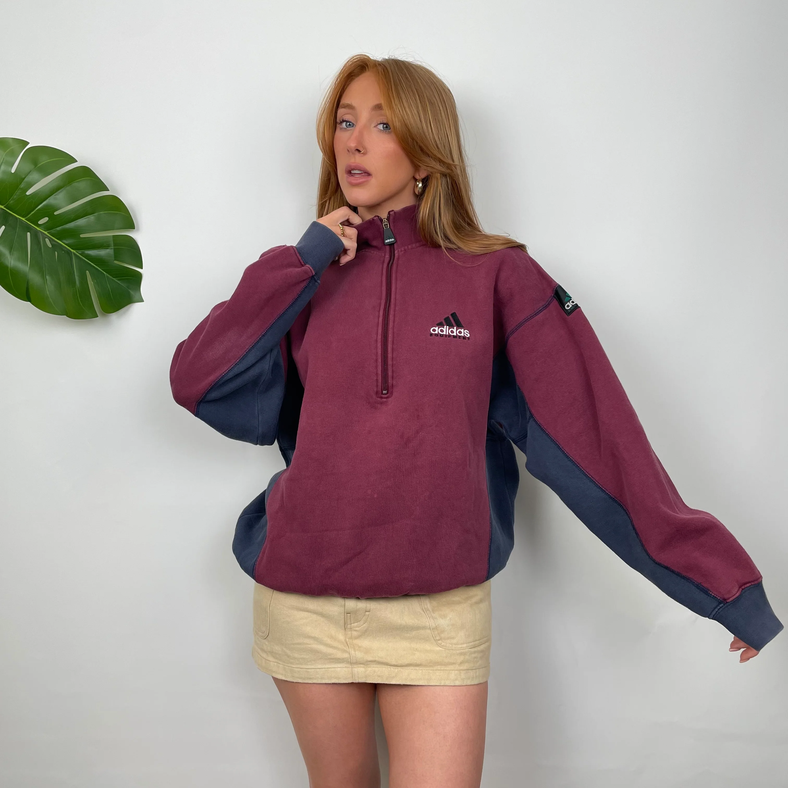 Adidas Equipment Maroon Embroidered Spell Out Sweatshirt (S) - Image 2
