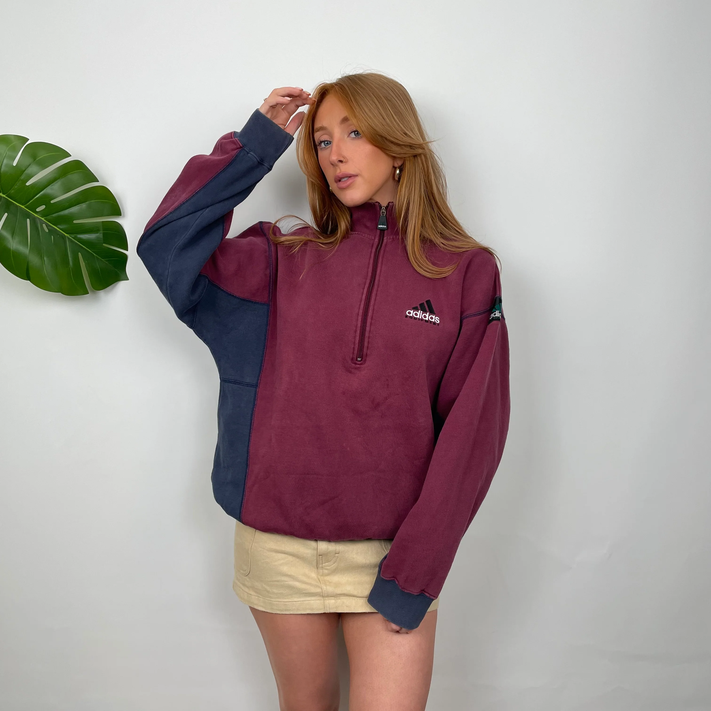 Adidas Equipment Maroon Embroidered Spell Out Sweatshirt (S) - Image 5