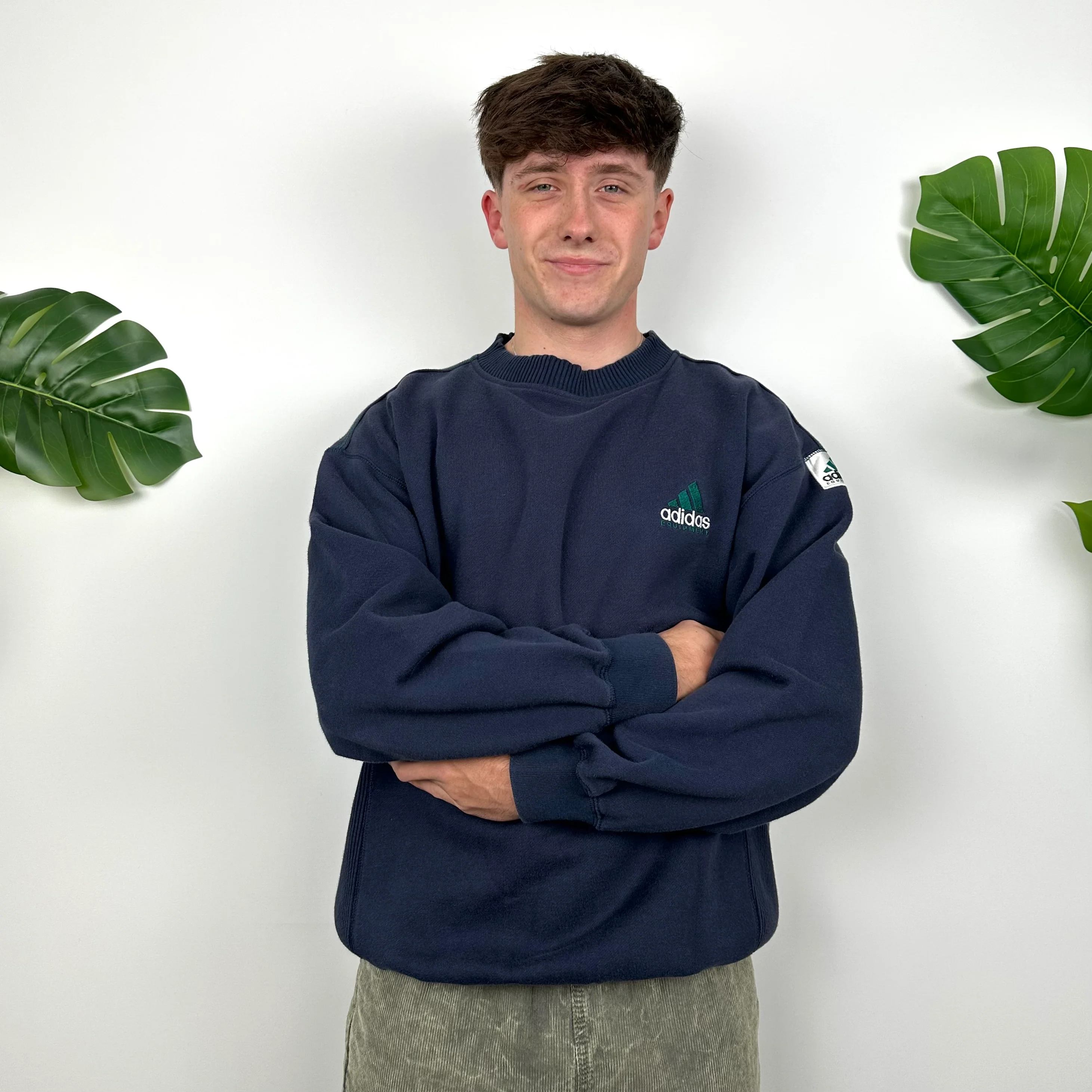 Adidas Equipment Navy Embroidered Spell Out Sweatshirt (M) - Image 2