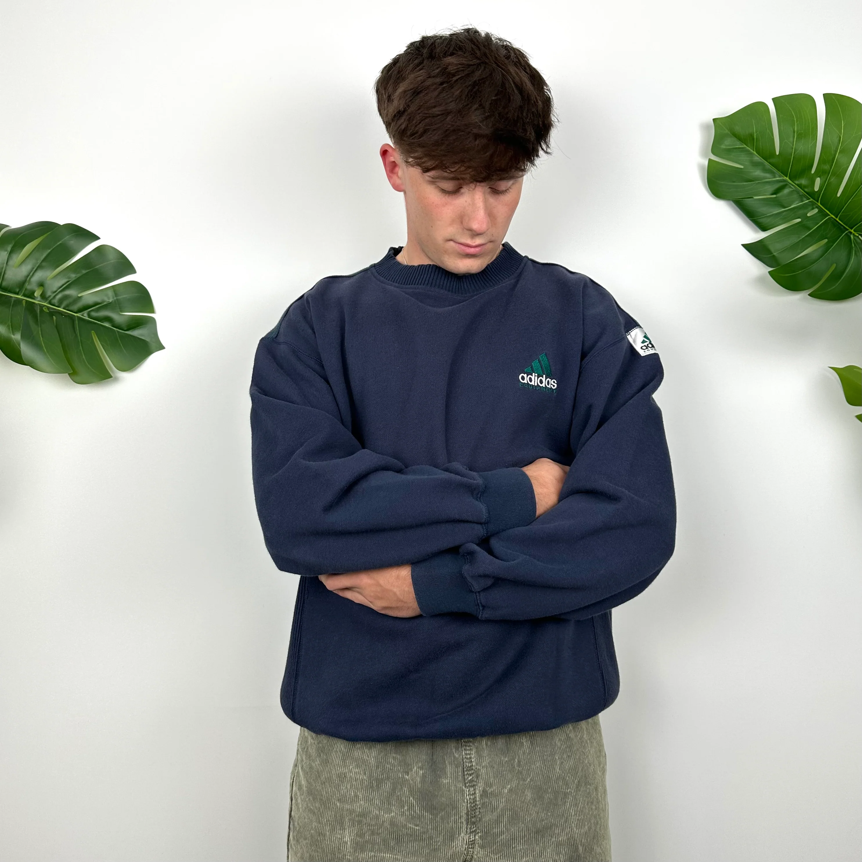 Adidas Equipment Navy Embroidered Spell Out Sweatshirt (M) - Image 3