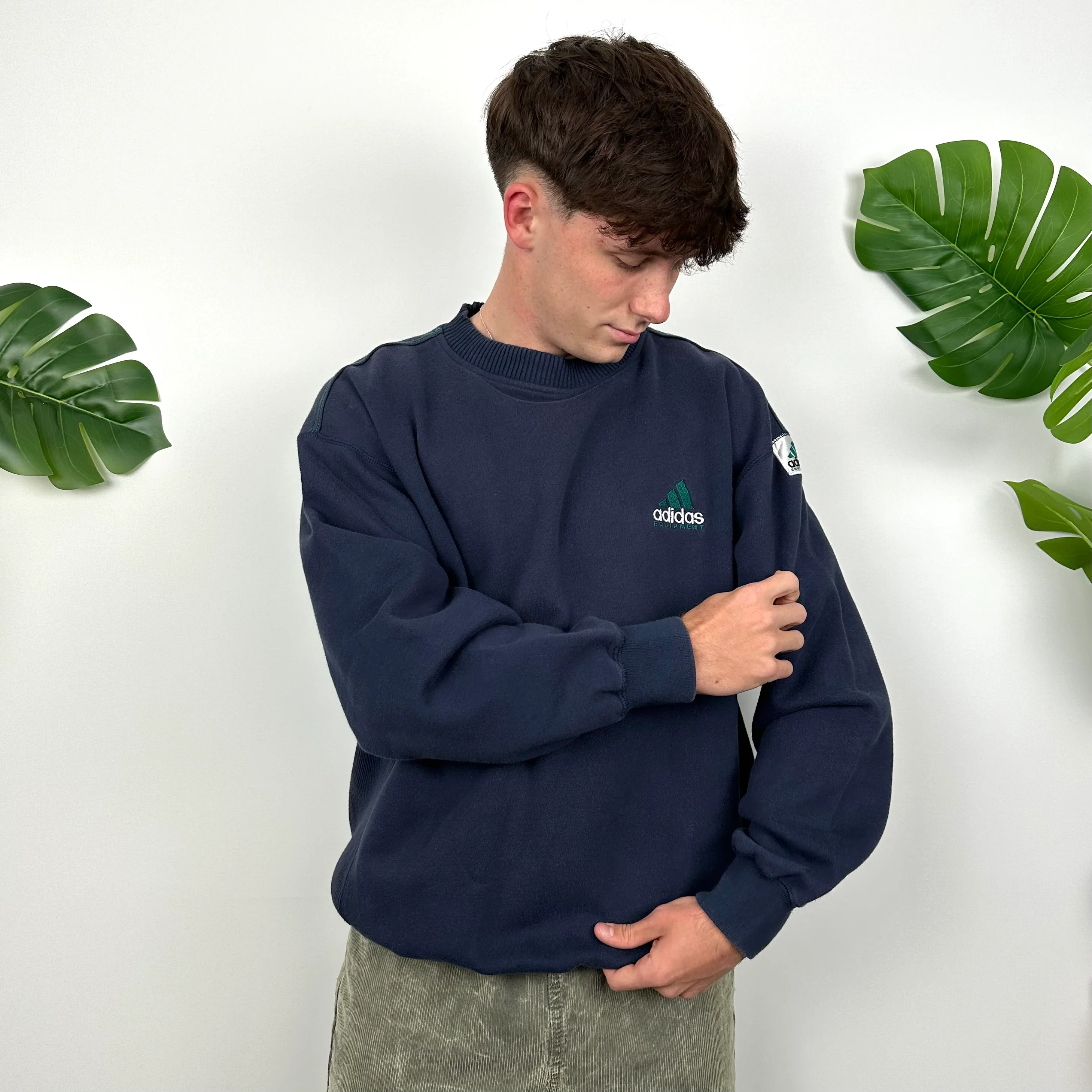 Adidas Equipment Navy Embroidered Spell Out Sweatshirt (M) - Image 4