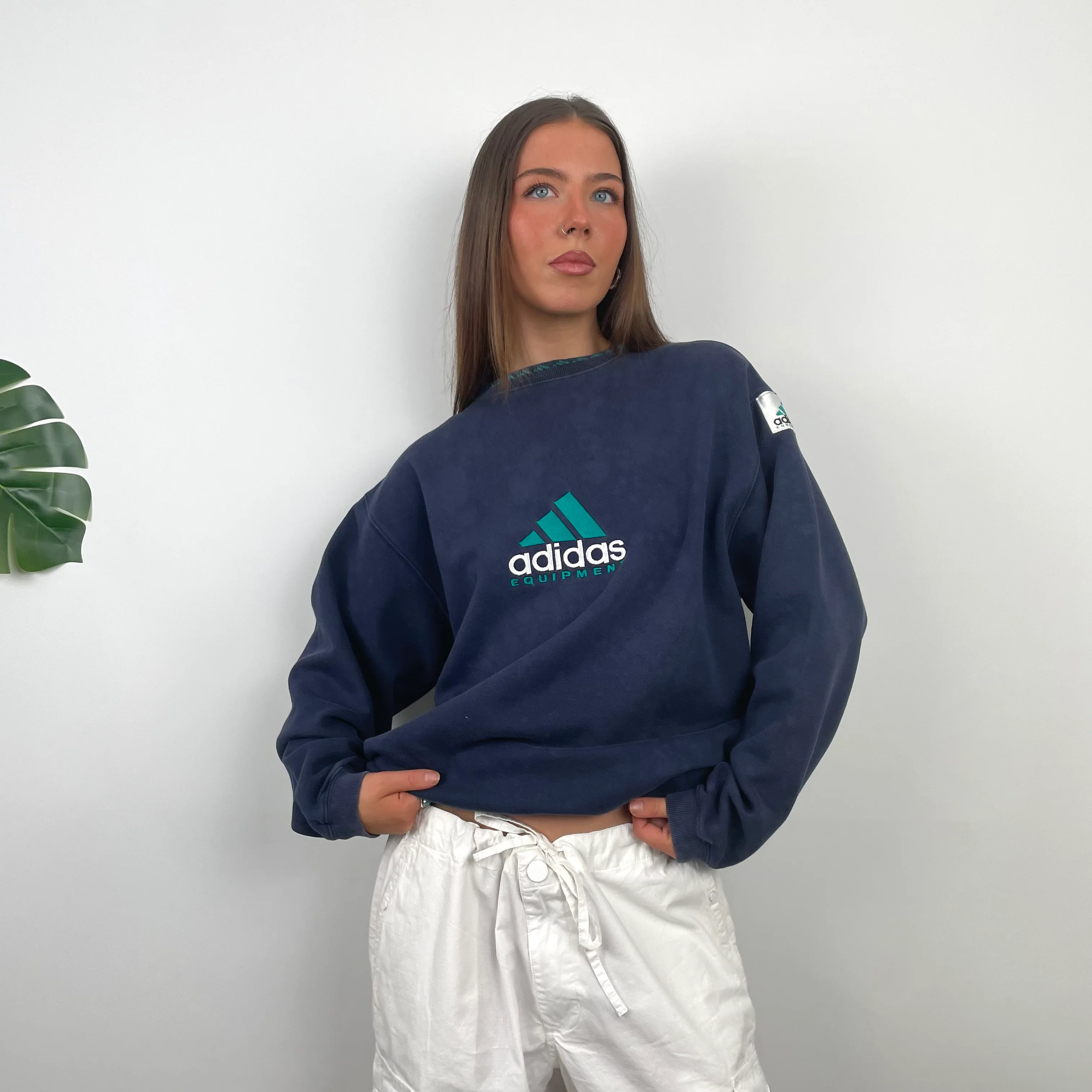 Adidas Equipment Navy Embroidered Spell Out Sweatshirt (M)