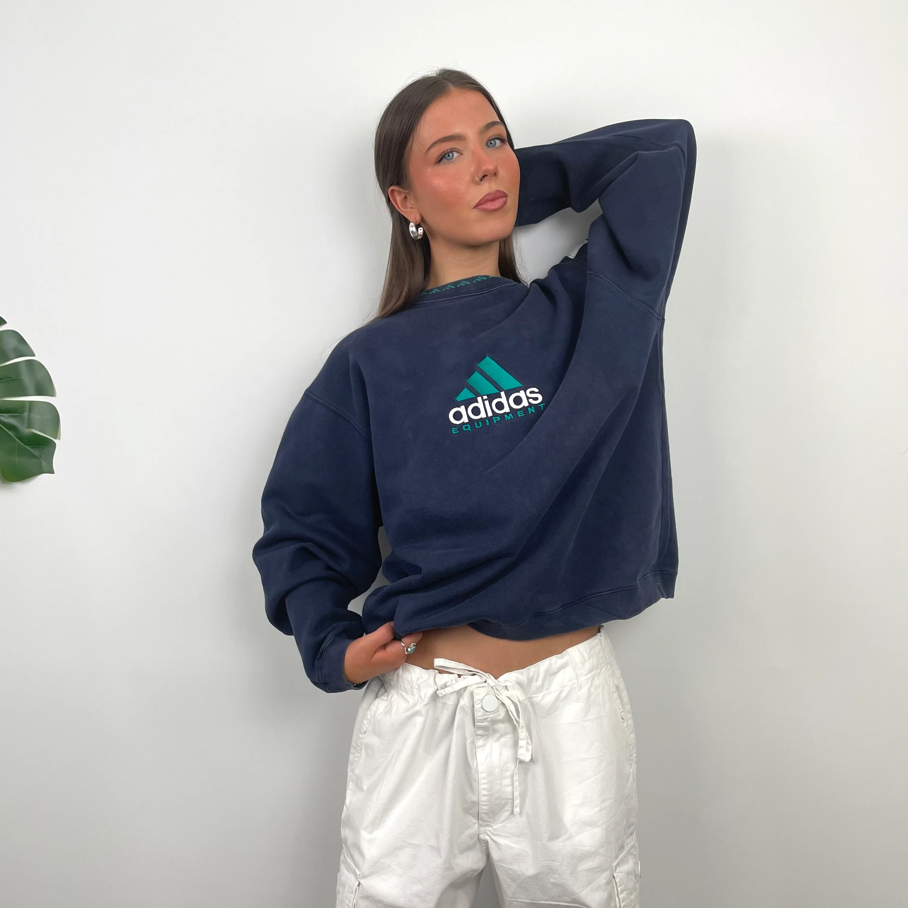 Adidas Equipment Navy Embroidered Spell Out Sweatshirt (M) - Image 3