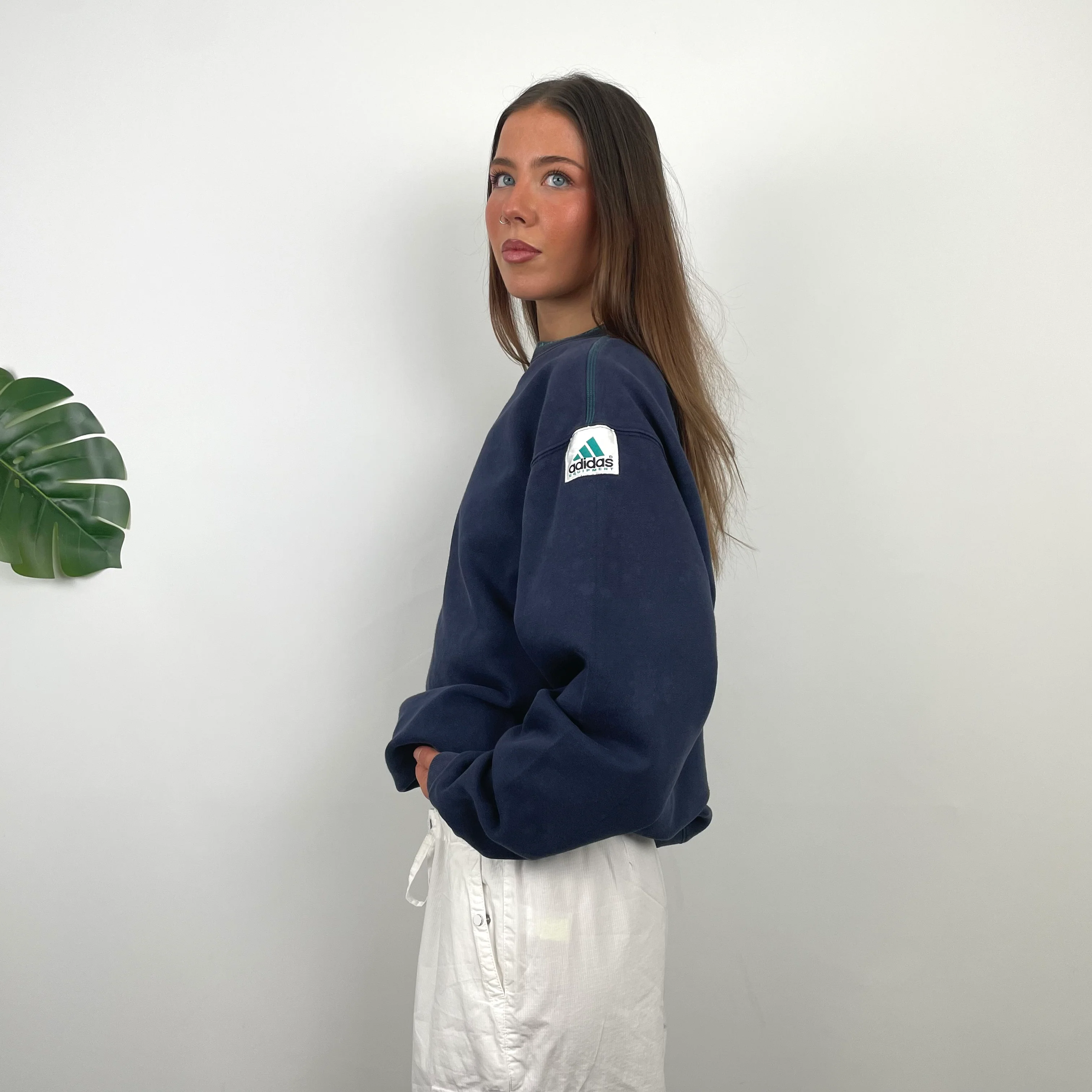 Adidas Equipment Navy Embroidered Spell Out Sweatshirt (M) - Image 5