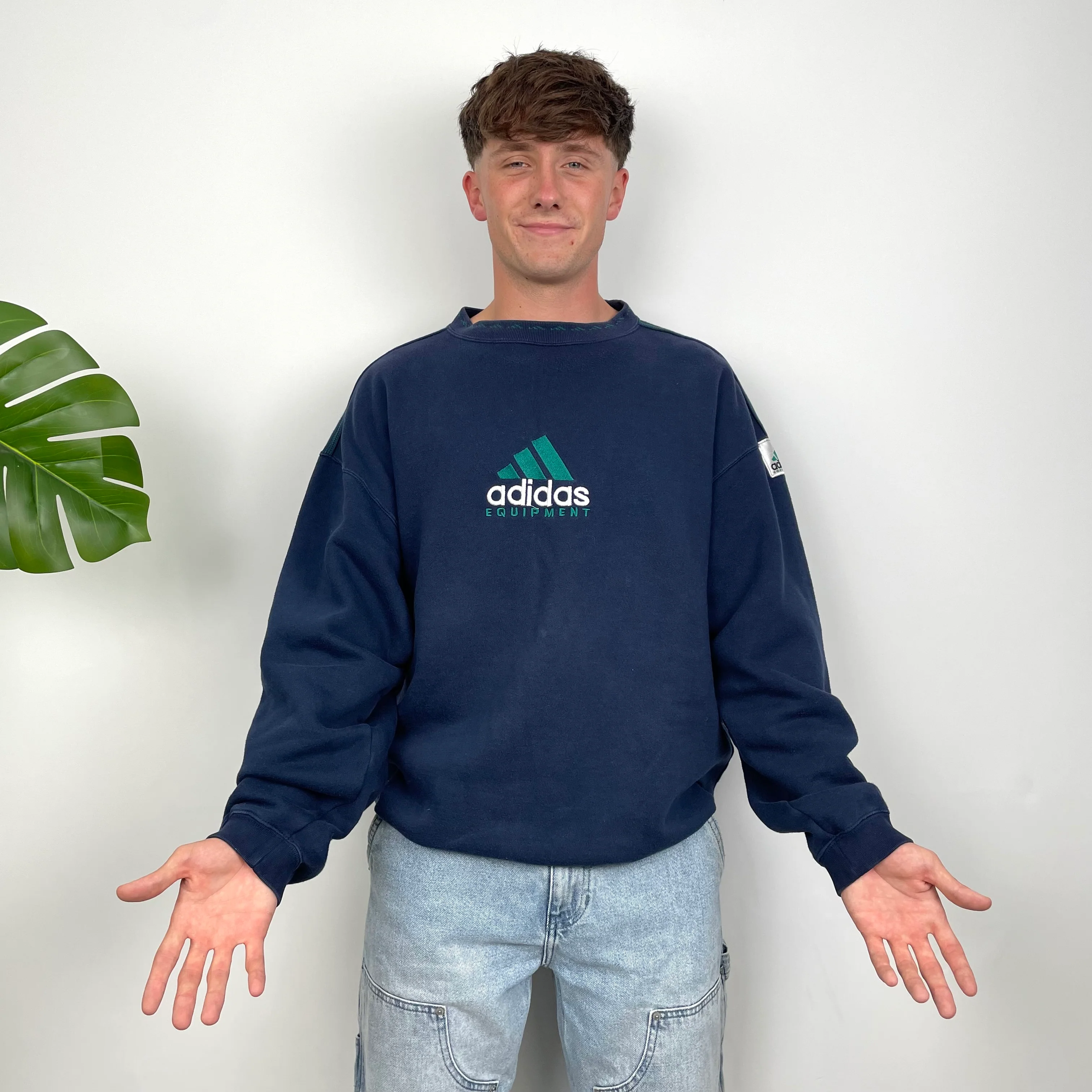 Adidas Equipment Navy Embroidered Spell Out Sweatshirt (XL) - Image 3