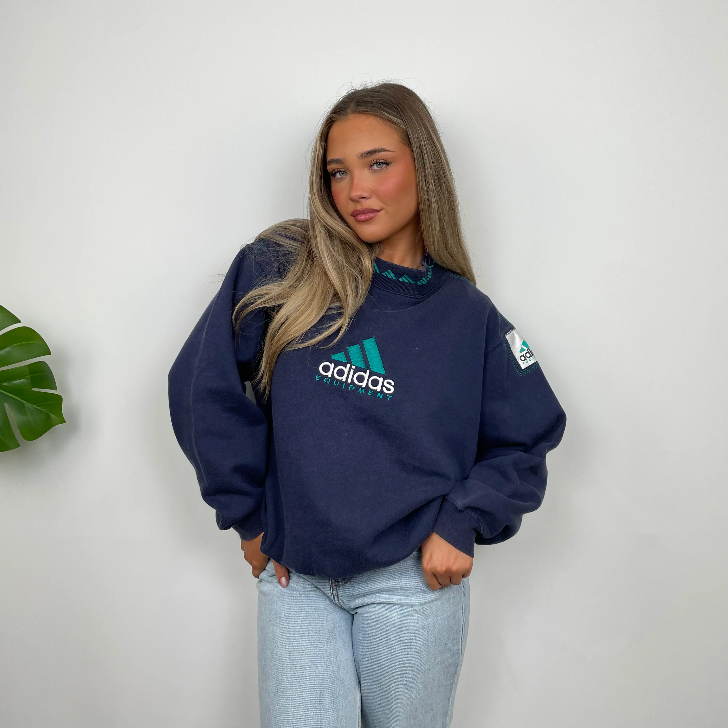Adidas Equipment Navy Embroidered Spell Out Sweatshirt (L) - Image 2