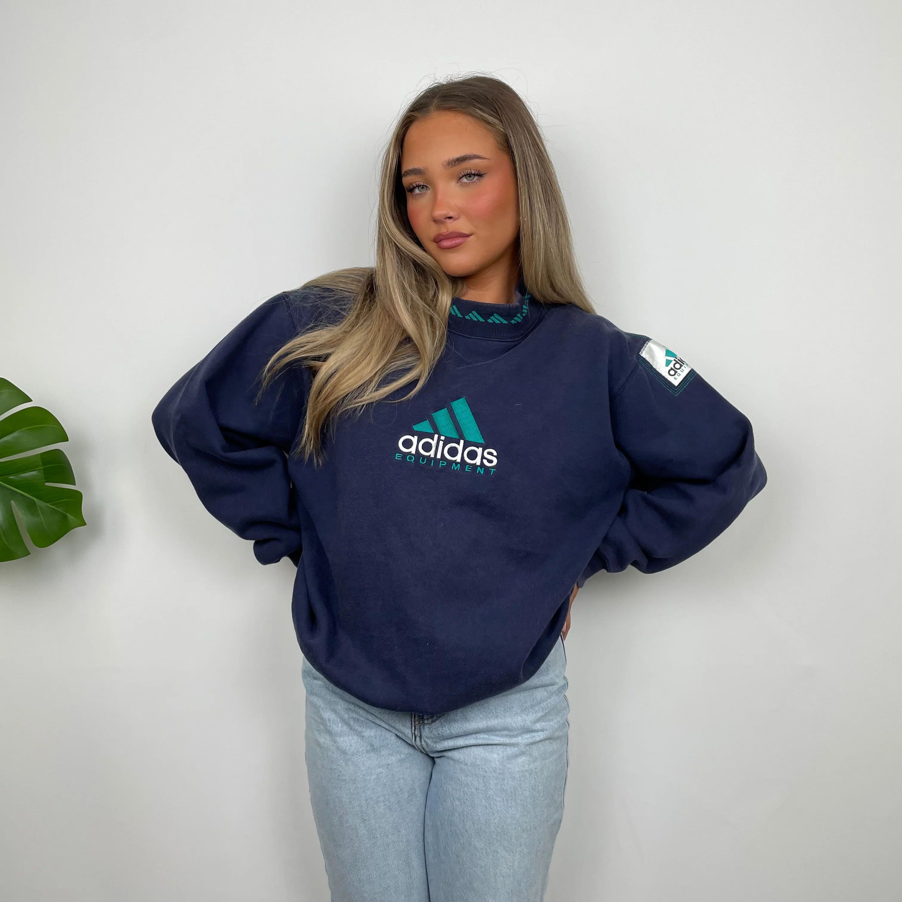 Adidas Equipment Navy Embroidered Spell Out Sweatshirt (L) - Image 5