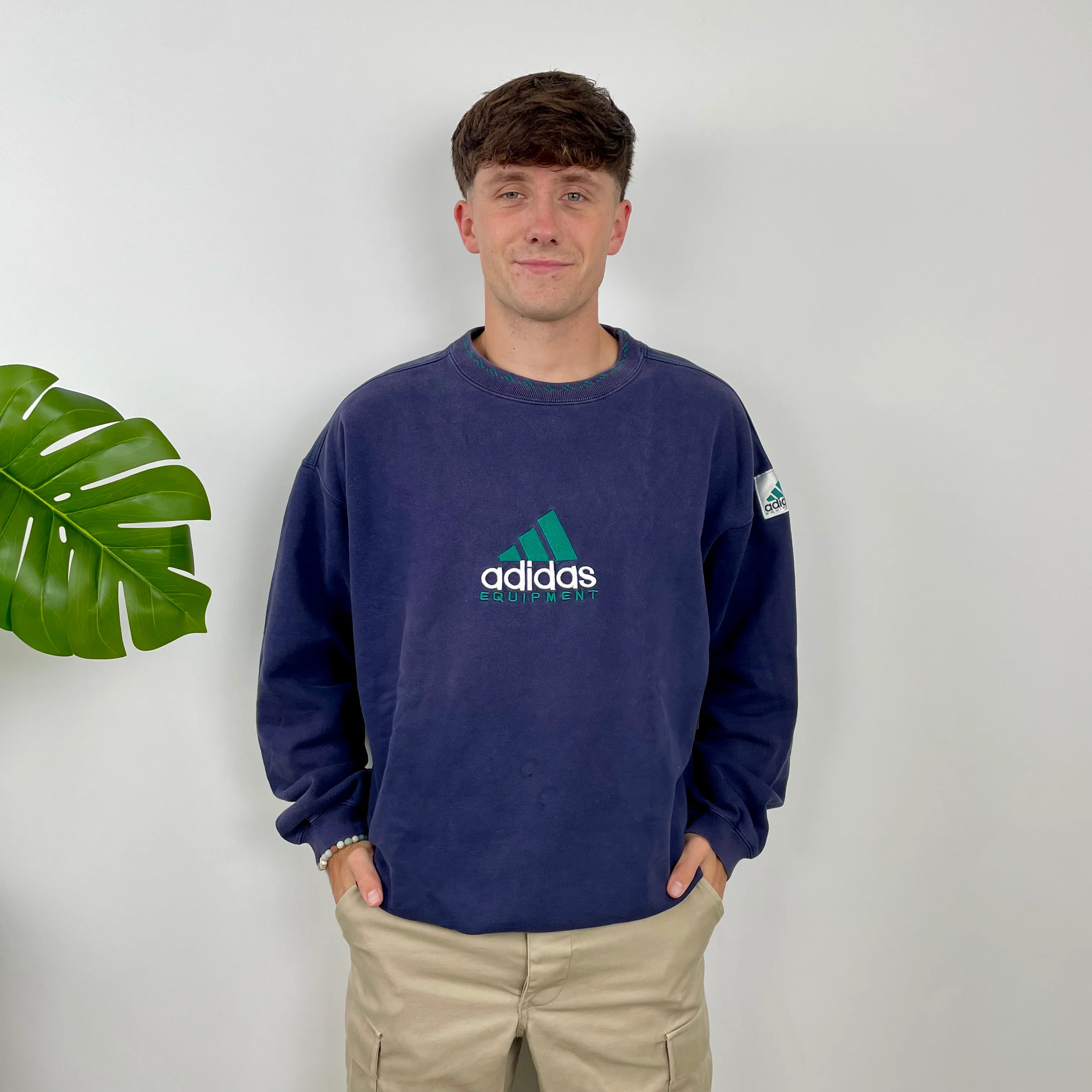Adidas Equipment Navy Embroidered Spell Out Sweatshirt (L)