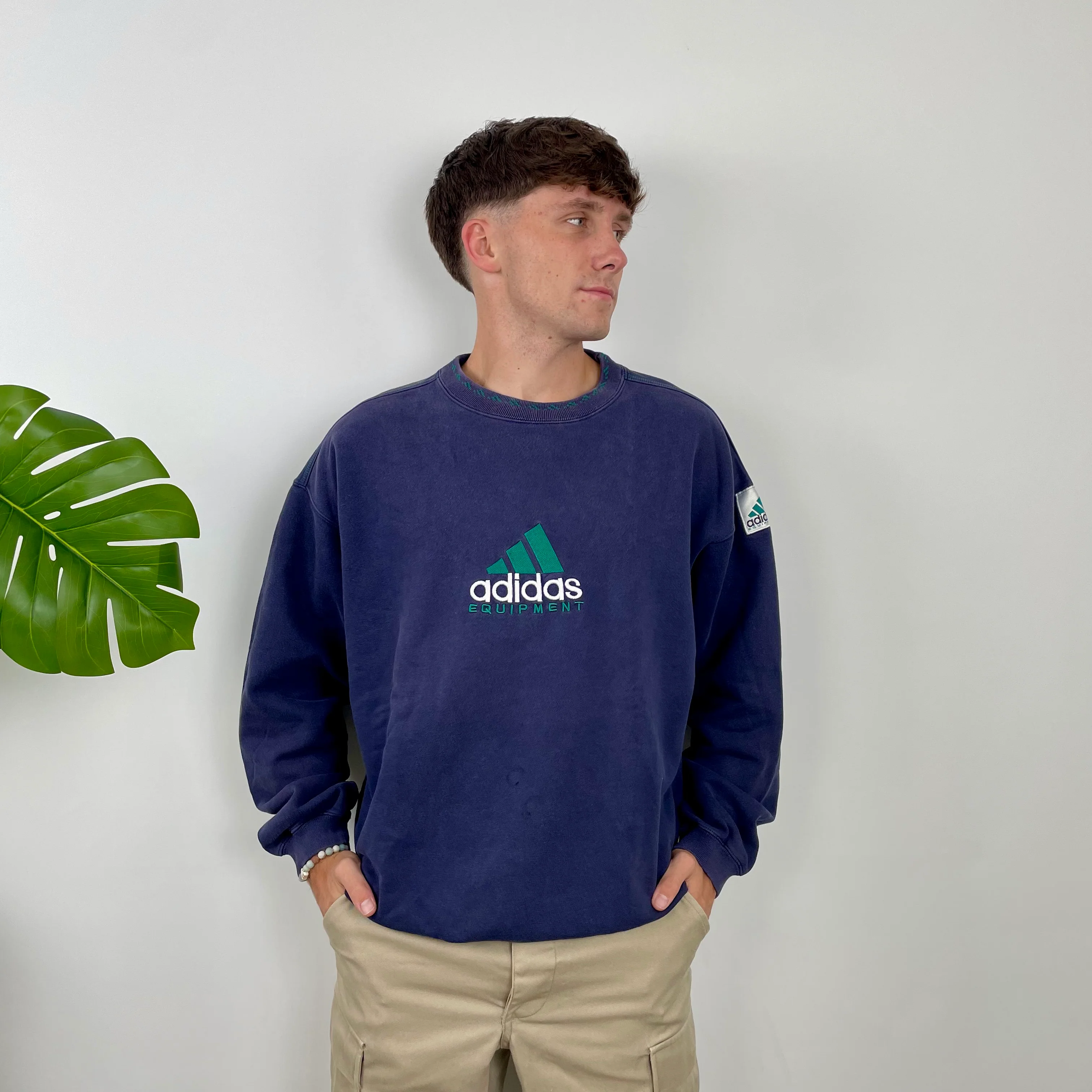 Adidas Equipment Navy Embroidered Spell Out Sweatshirt (L) - Image 2