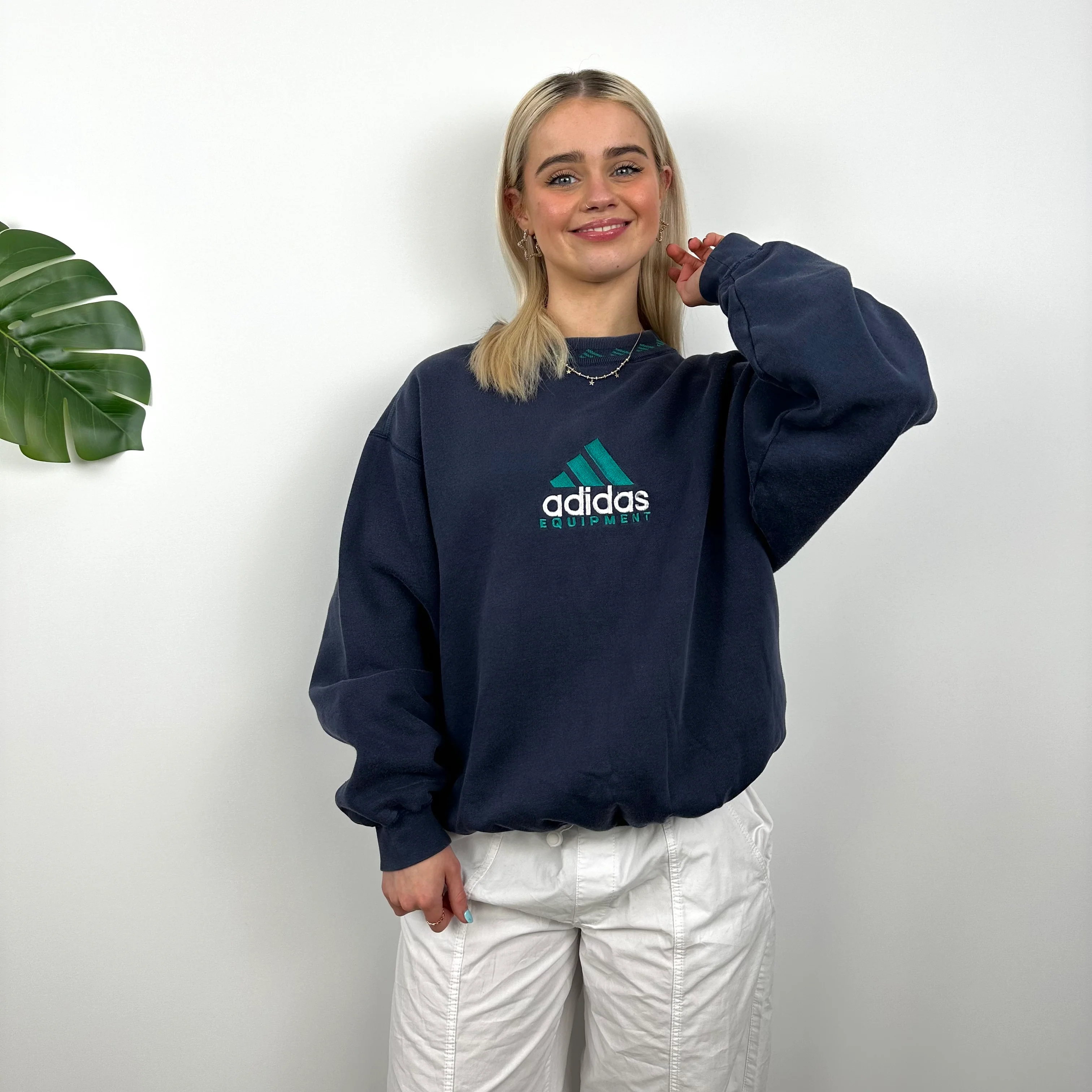 Adidas Equipment Navy Embroidered Spell Out Sweatshirt (M) - Image 3