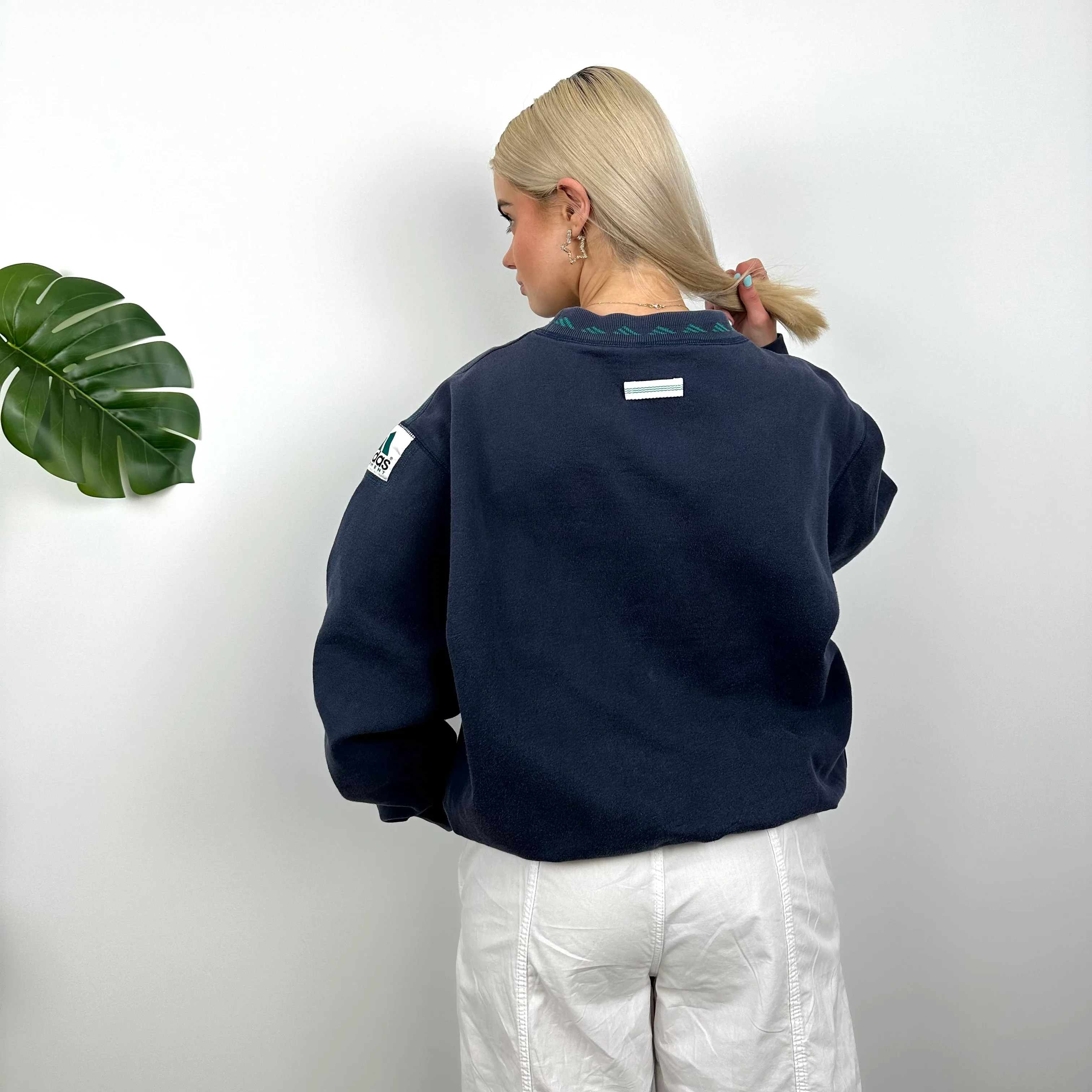 Adidas Equipment Navy Embroidered Spell Out Sweatshirt (M) - Image 4