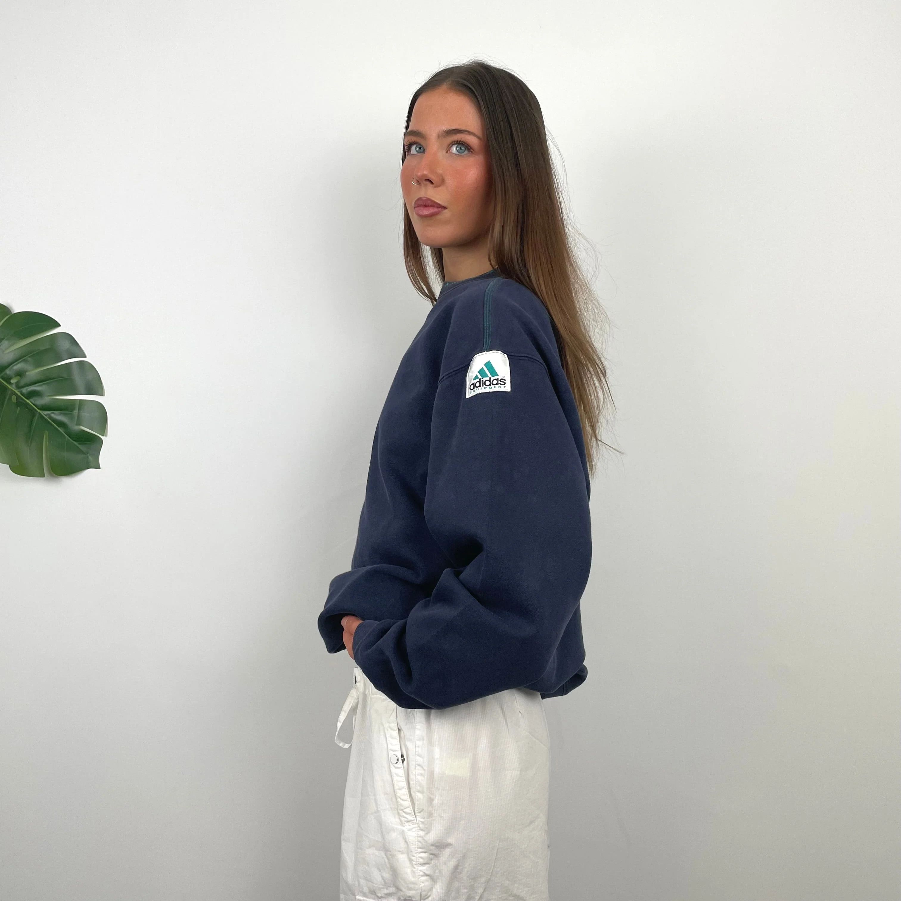 Adidas Equipment Navy Embroidered Spell Out Sweatshirt (M) - Image 3