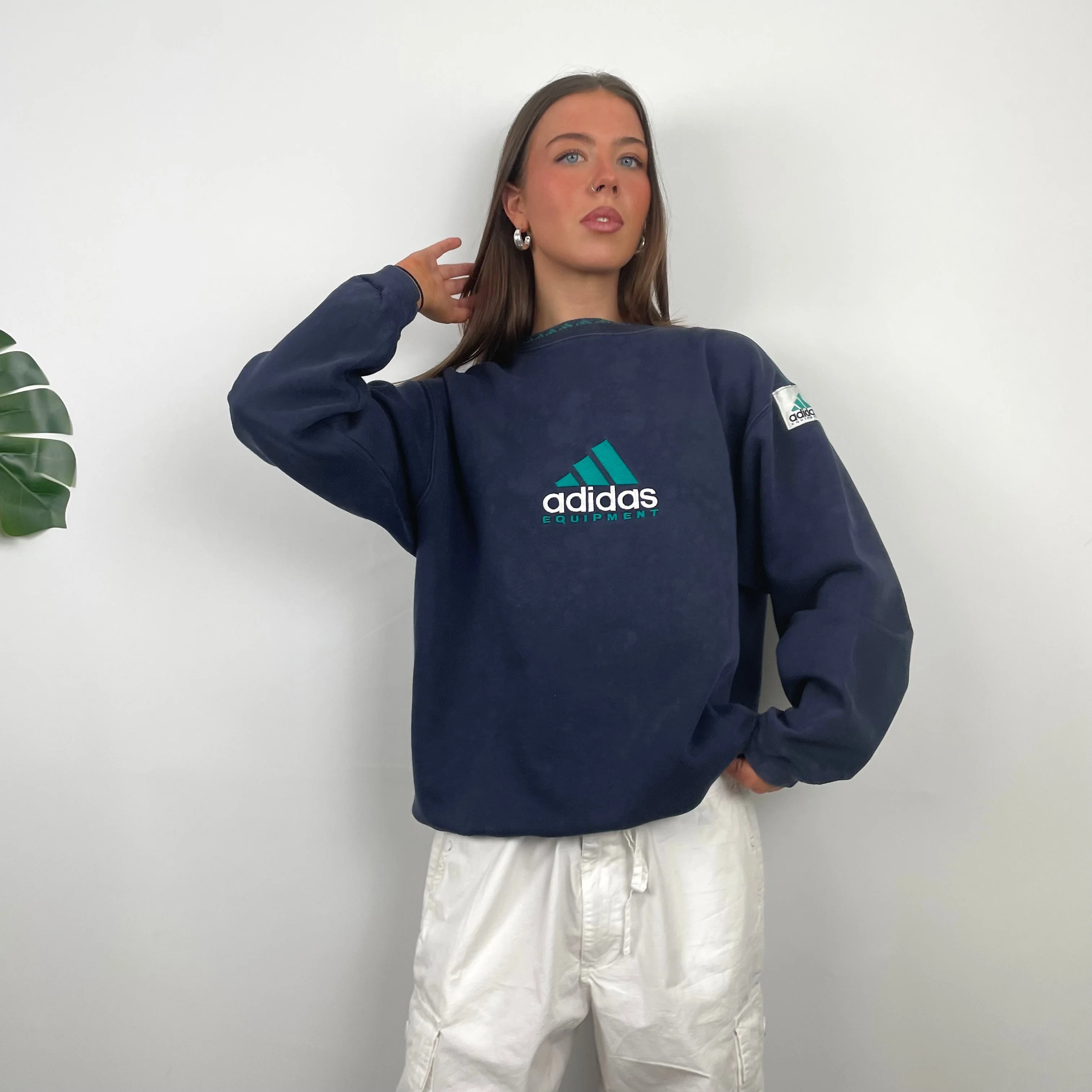 Adidas Equipment Navy Embroidered Spell Out Sweatshirt (M) - Image 4