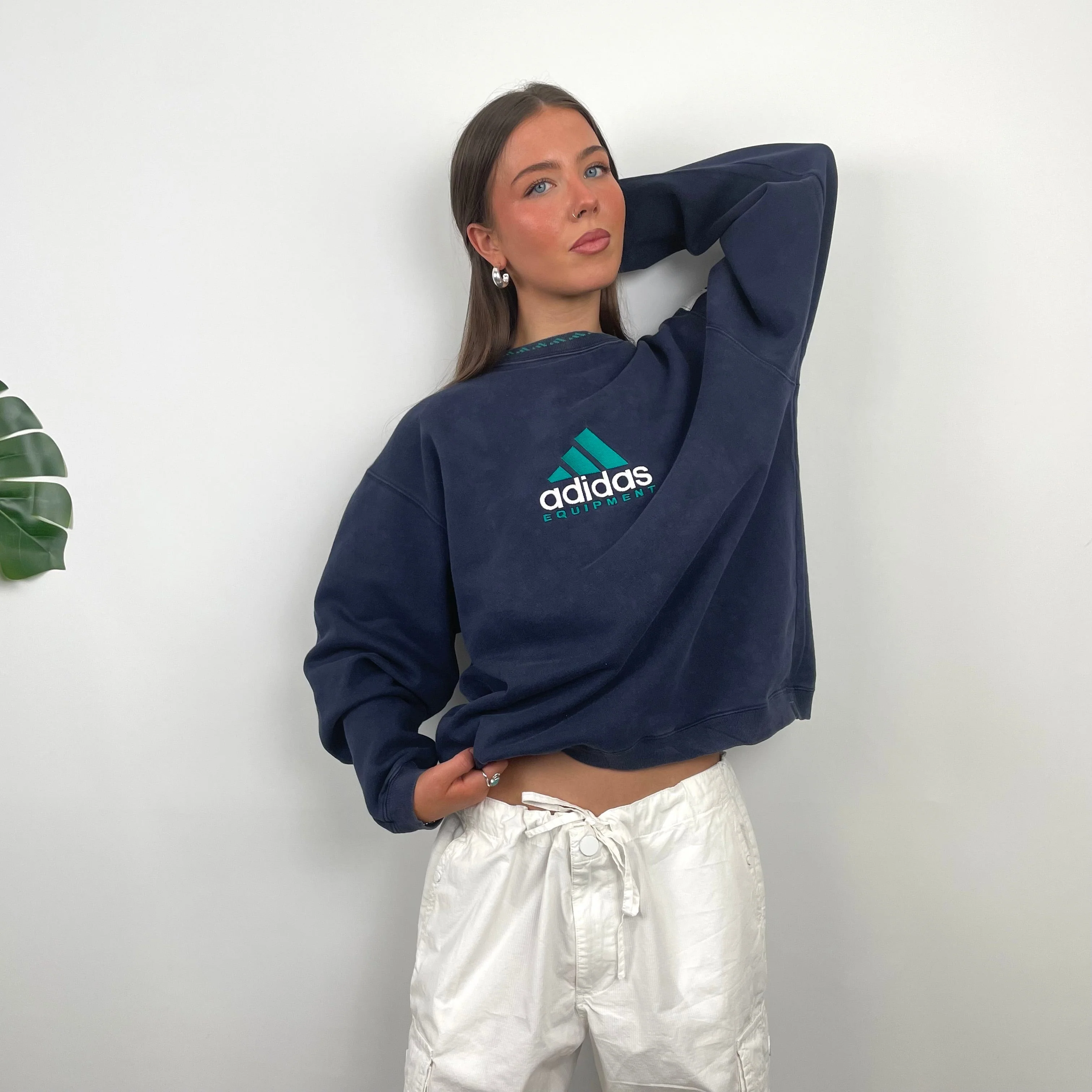 Adidas Equipment Navy Embroidered Spell Out Sweatshirt (M) - Image 5