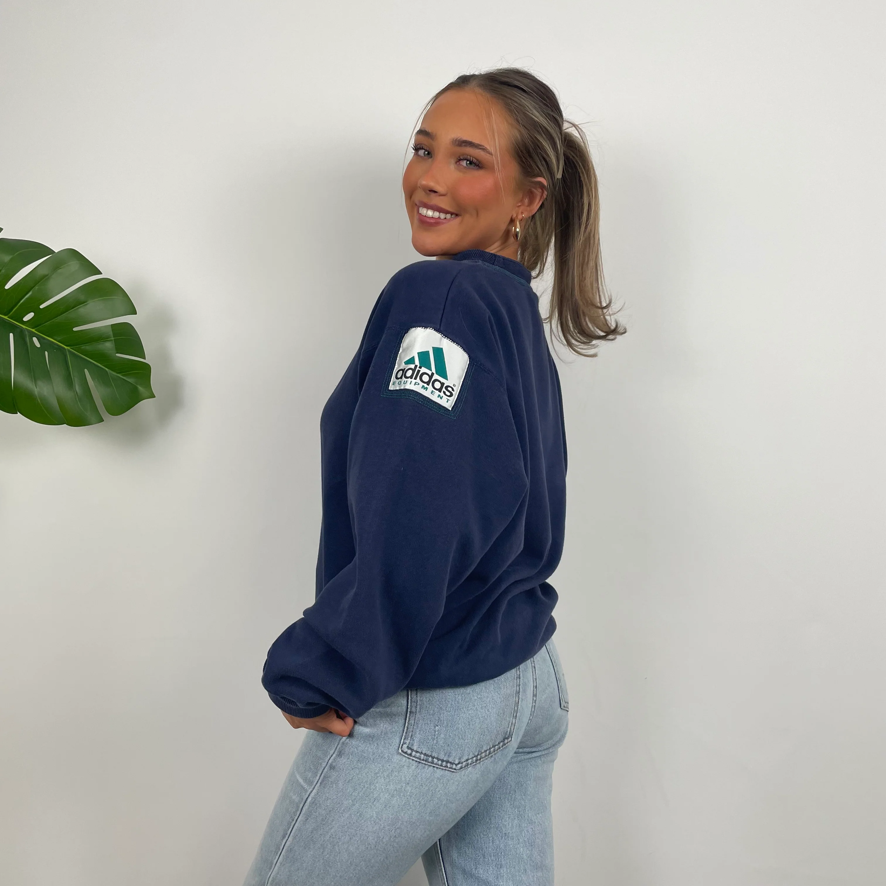 Adidas Equipment Navy Embroidered Spell Out Sweatshirt (M) - Image 6