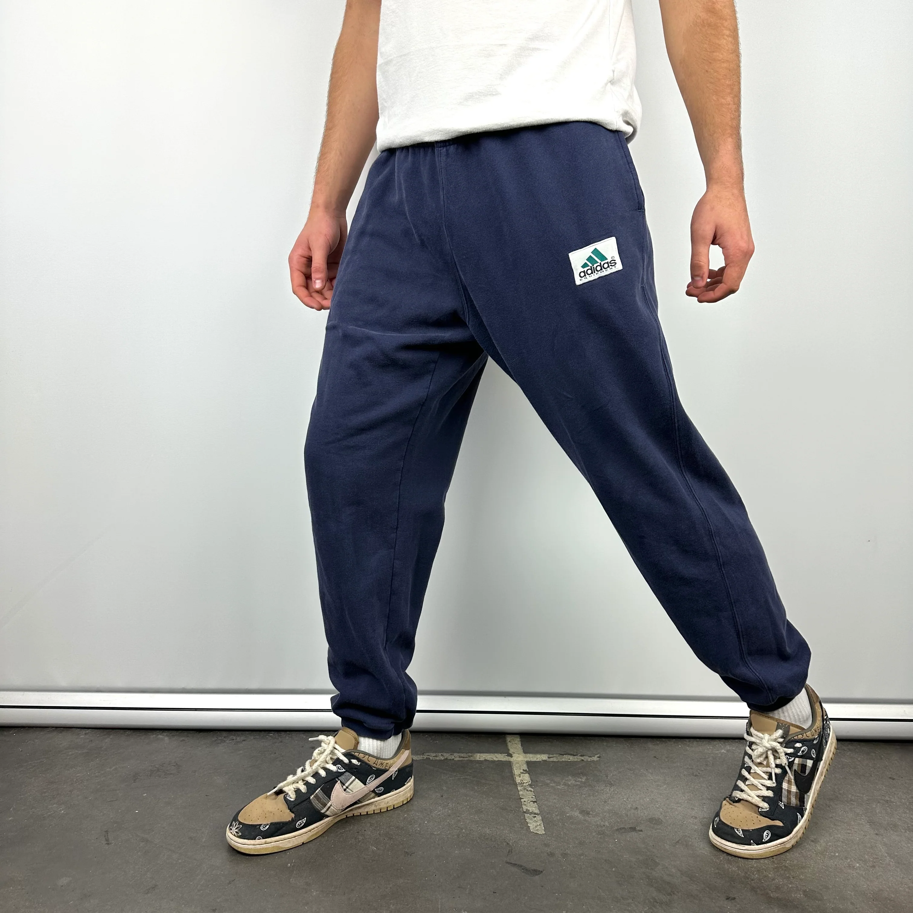 Adidas Equipment Navy Embroidered Spell Out Track Pants (L)