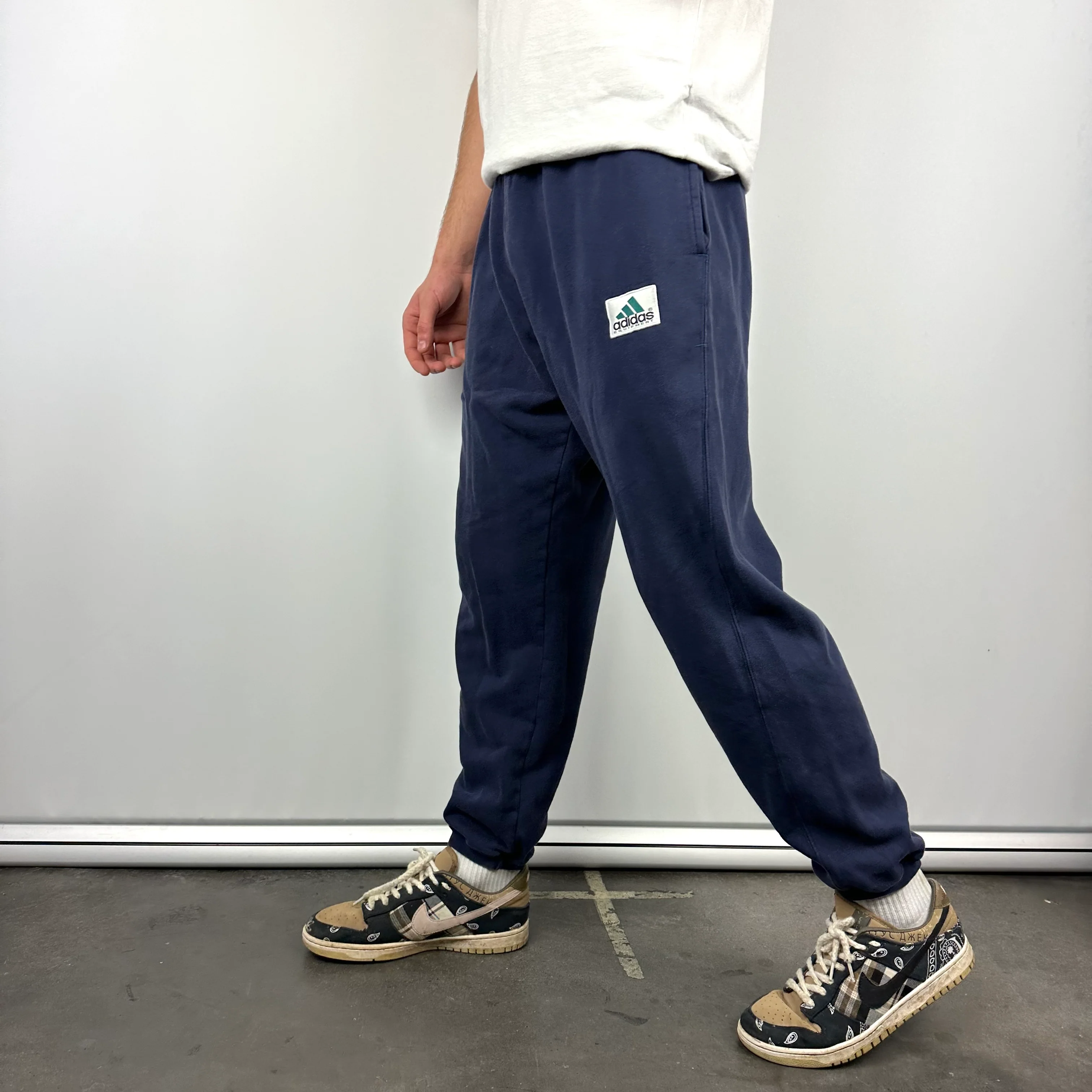 Adidas Equipment Navy Embroidered Spell Out Track Pants (L) - Image 3