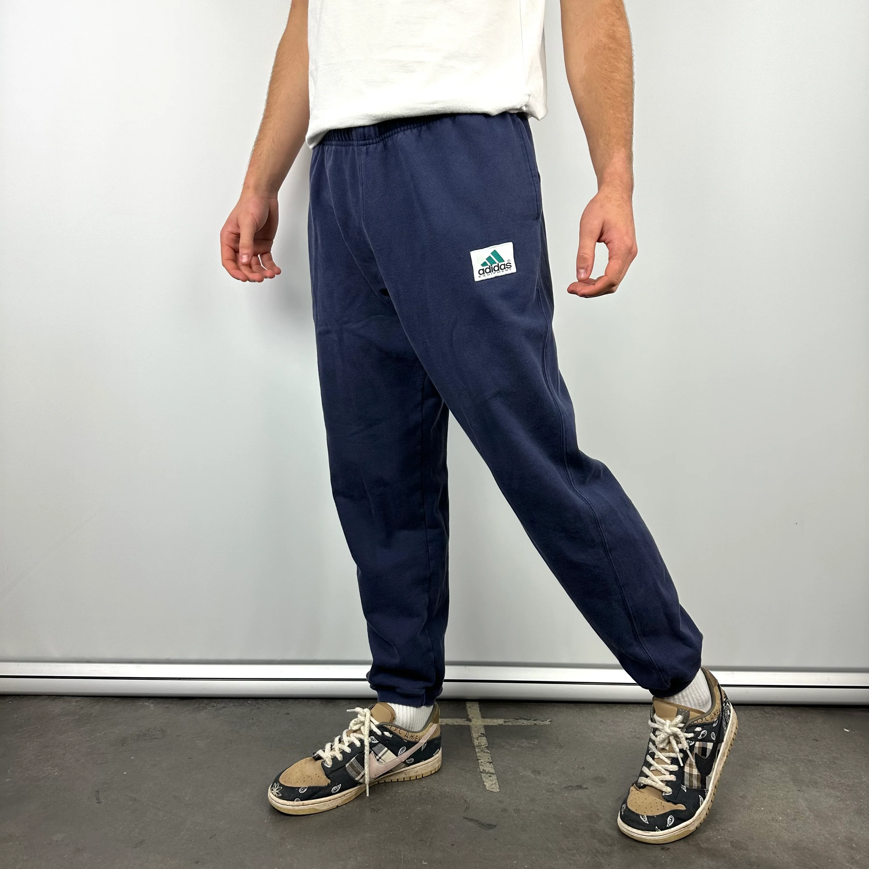 Adidas Equipment Navy Embroidered Spell Out Track Pants (L) - Image 5