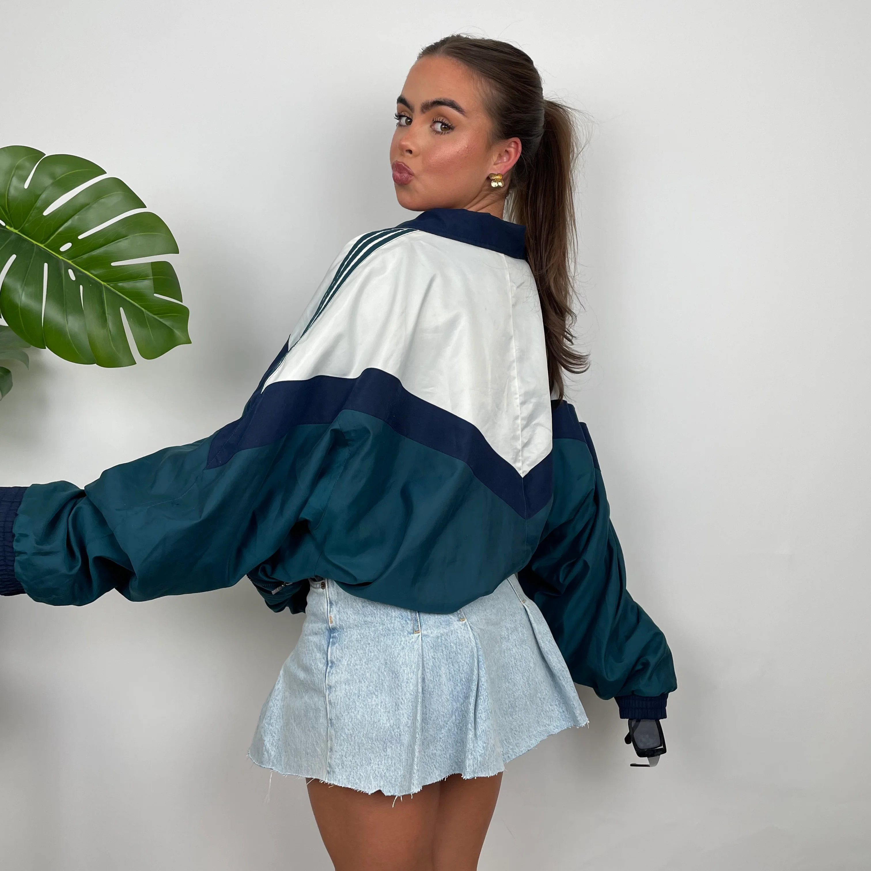 Adidas Equipment Navy Embroidered Spell Out Windbreaker Jacket (L) - Image 6