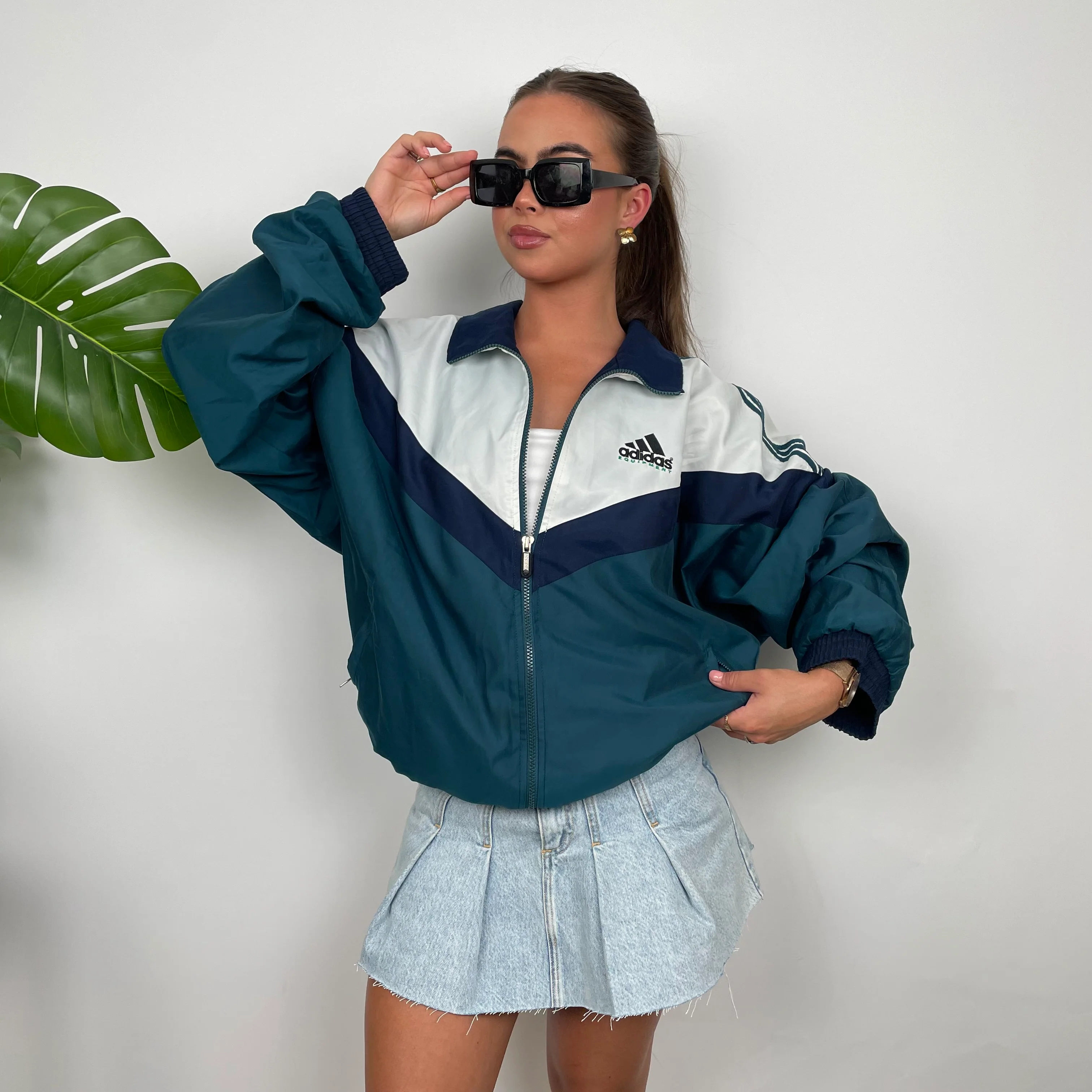 Adidas Equipment Navy Embroidered Spell Out Windbreaker Jacket (L) - Image 8
