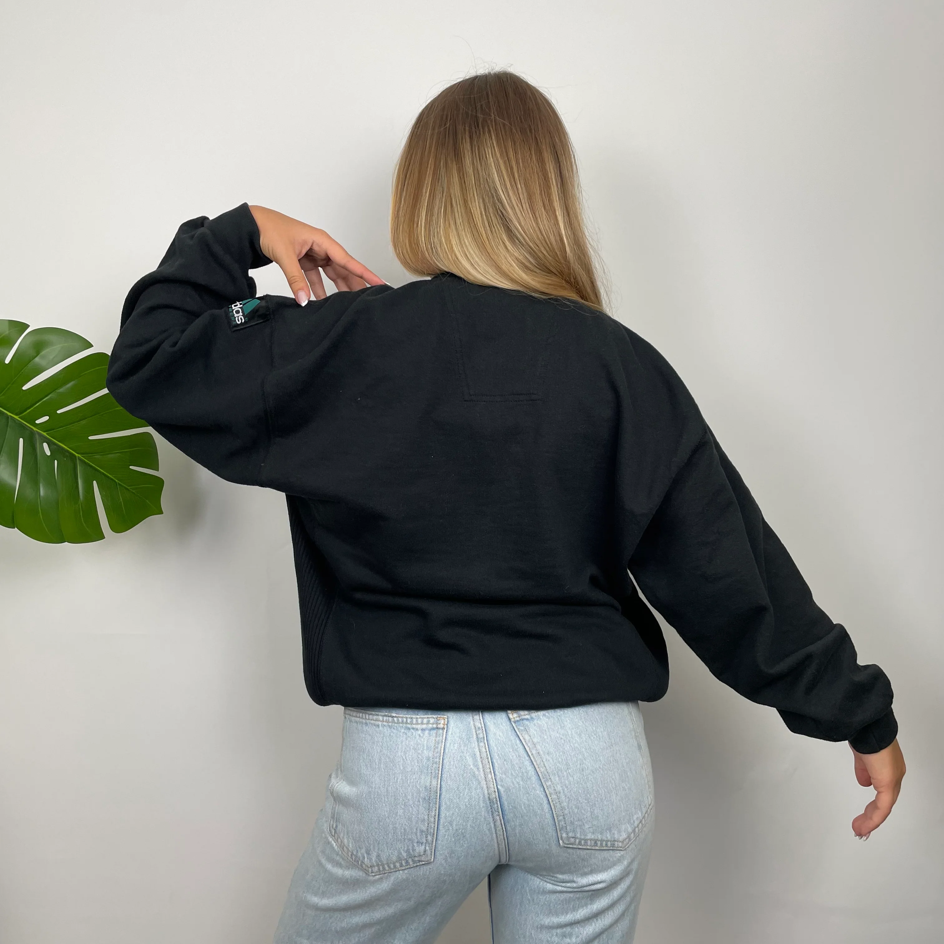 Adidas Equipment RARE Black Embroidered Spell Out Quarter Zip Sweatshirt (M) - Image 5