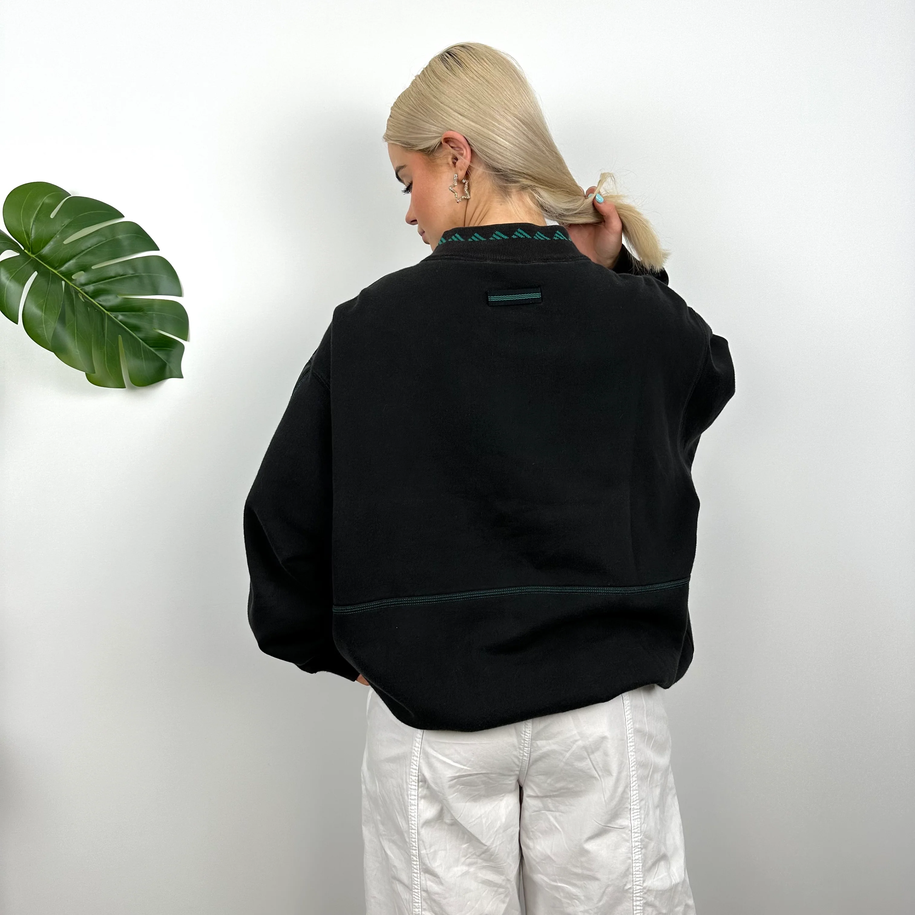 Adidas Equipment RARE Black Embroidered Spell Out Quarter Zip Sweatshirt (M) - Image 6