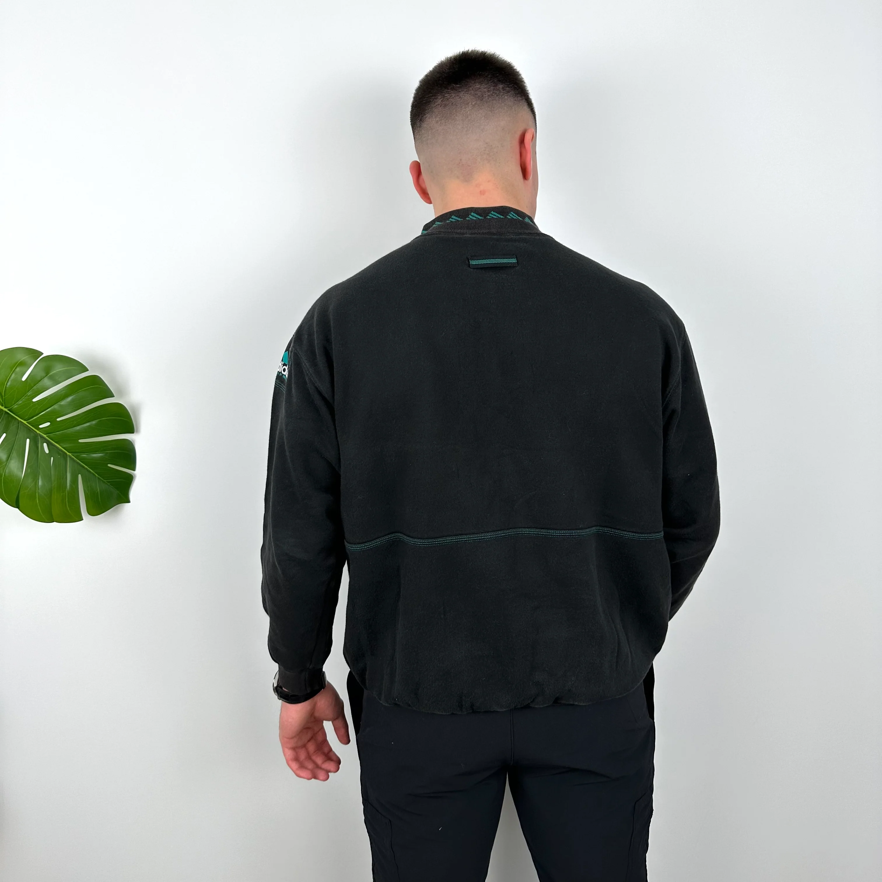 Adidas Equipment RARE Black Embroidered Spell Out Quarter Zip Sweatshirt (M) - Image 5