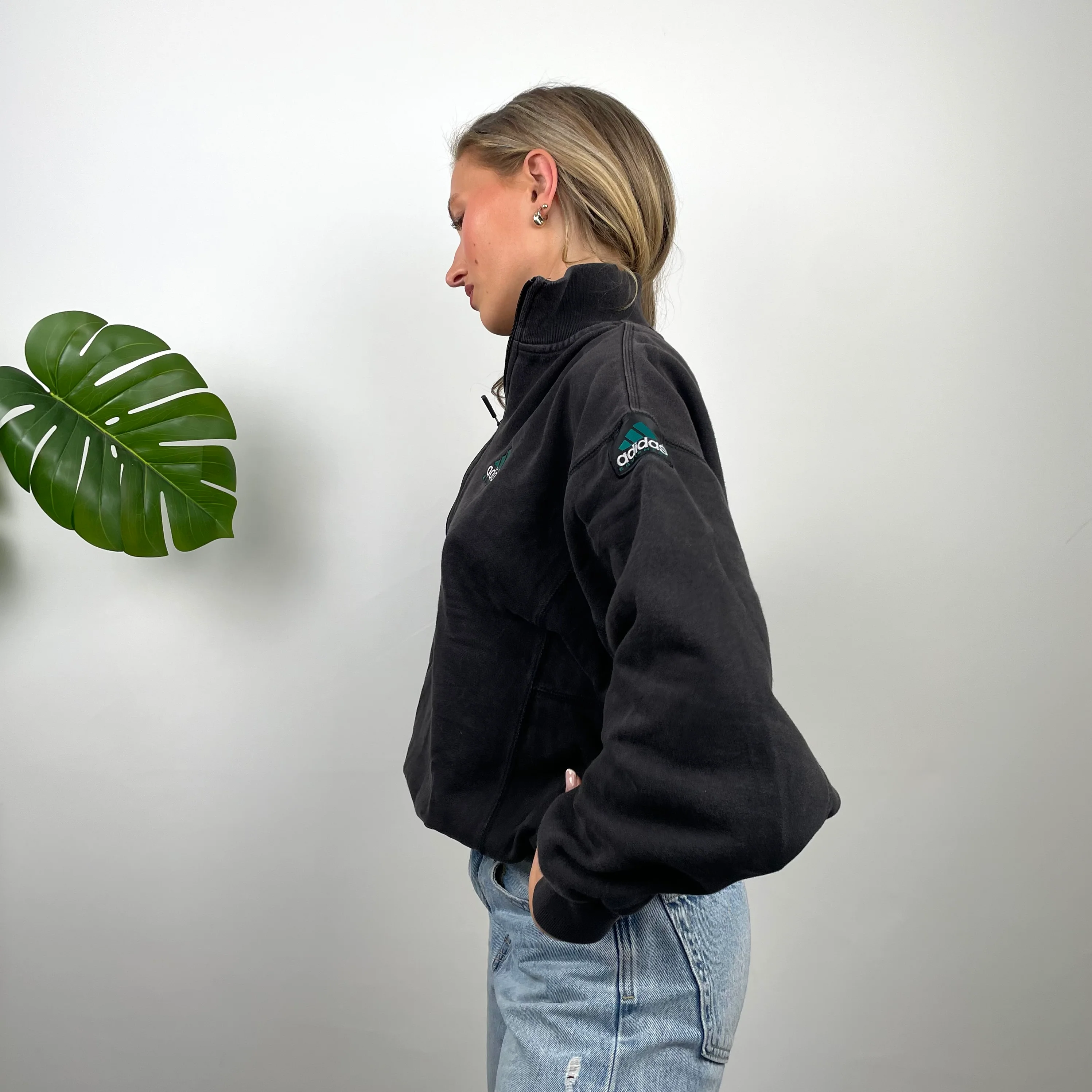 Adidas Equipment RARE Black Embroidered Spell Out Quarter Zip Up (S) - Image 5