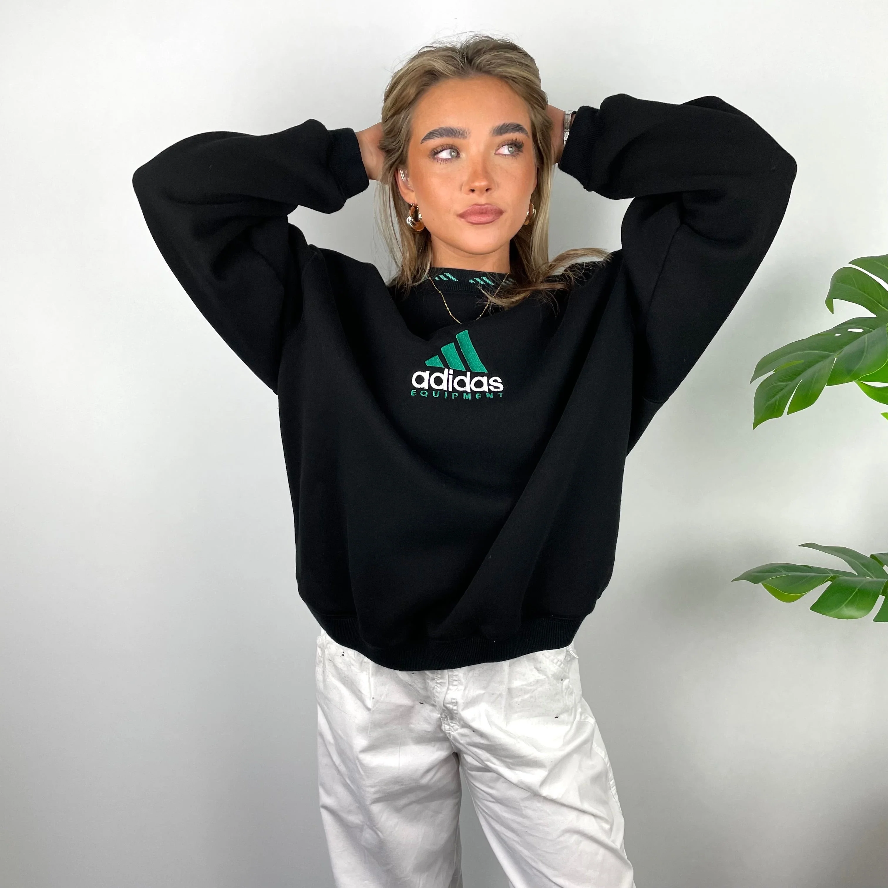 Adidas Equipment RARE Black Embroidered Spell Out Sweatshirt (L) - Image 2