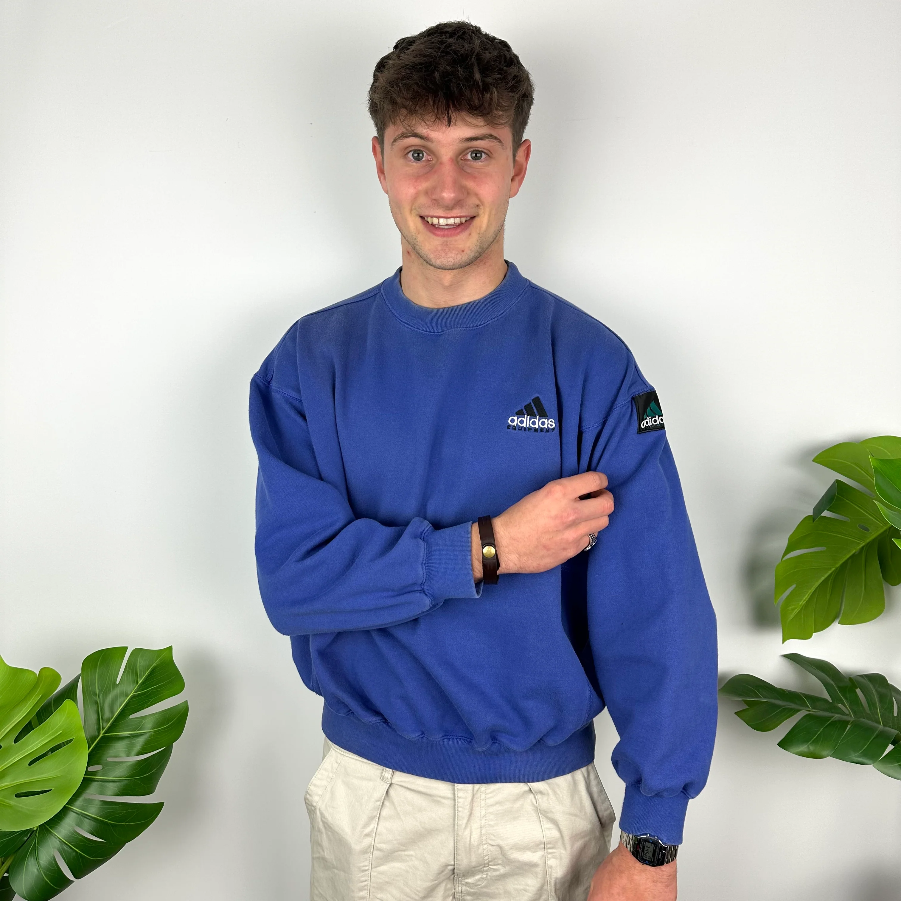 Adidas Equipment RARE Blue Embroidered Spell Out Sweatshirt (M) - Image 5