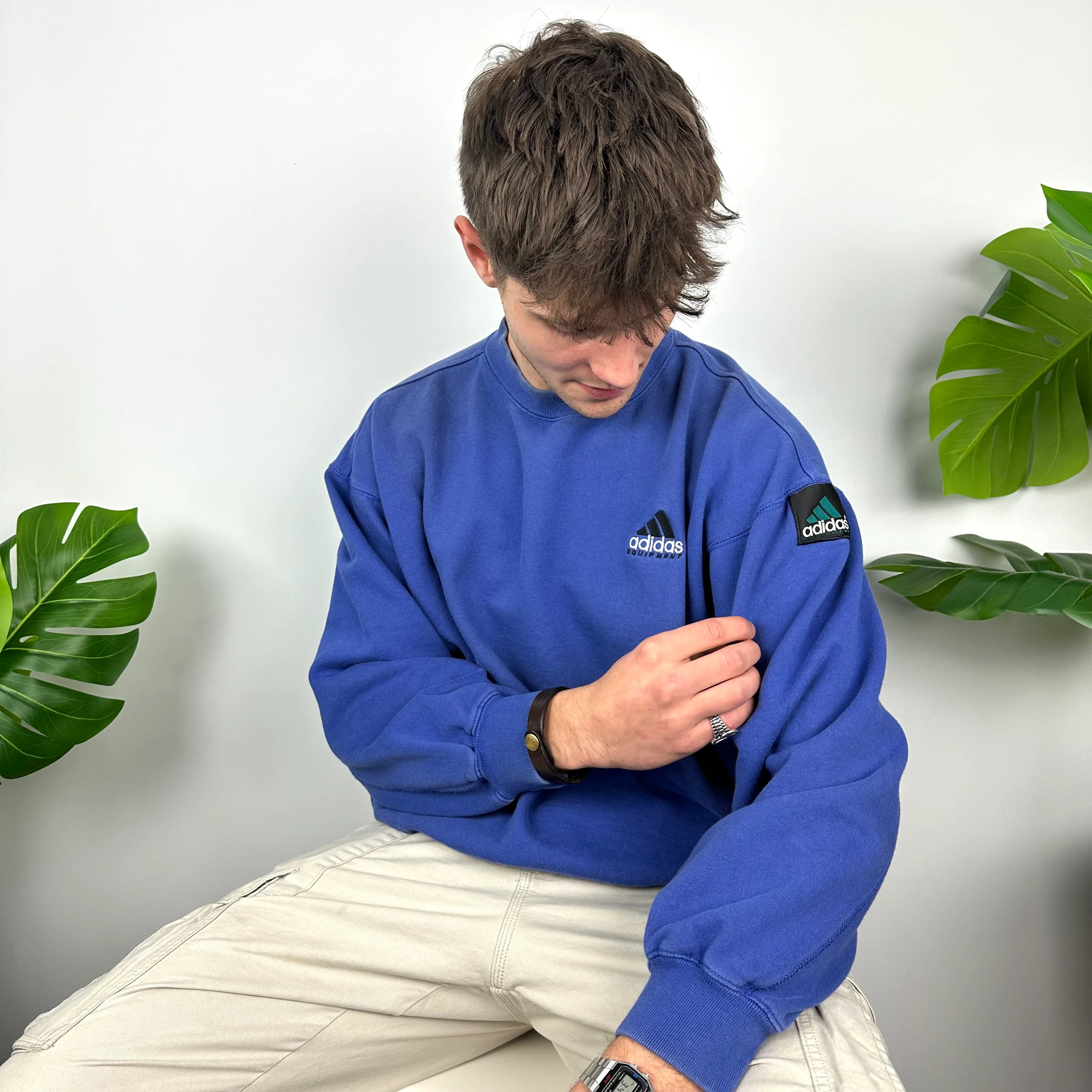 Adidas Equipment RARE Blue Embroidered Spell Out Sweatshirt (M) - Image 8