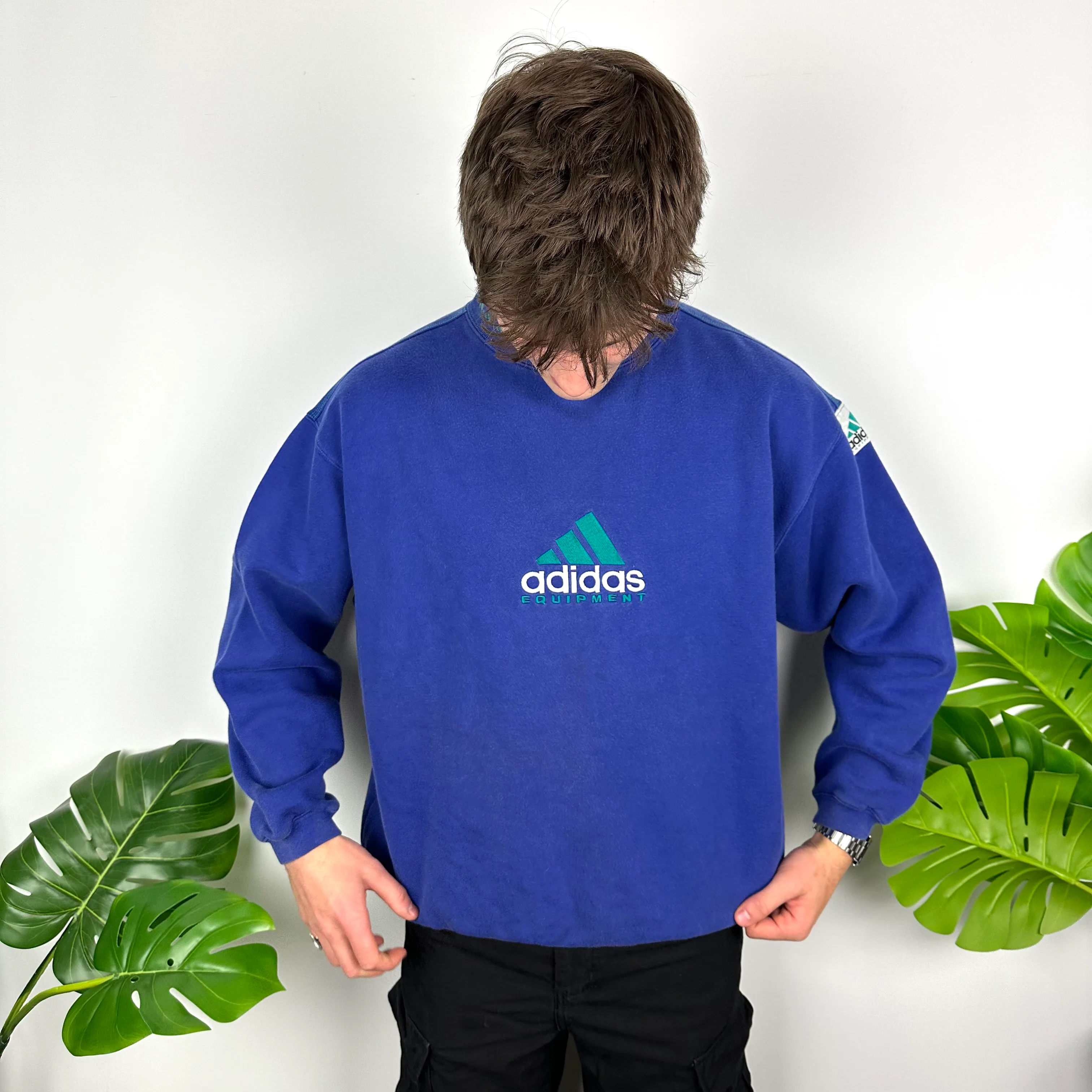 Adidas Equipment RARE Blue Embroidered Spell Out Sweatshirt (L) - Image 8