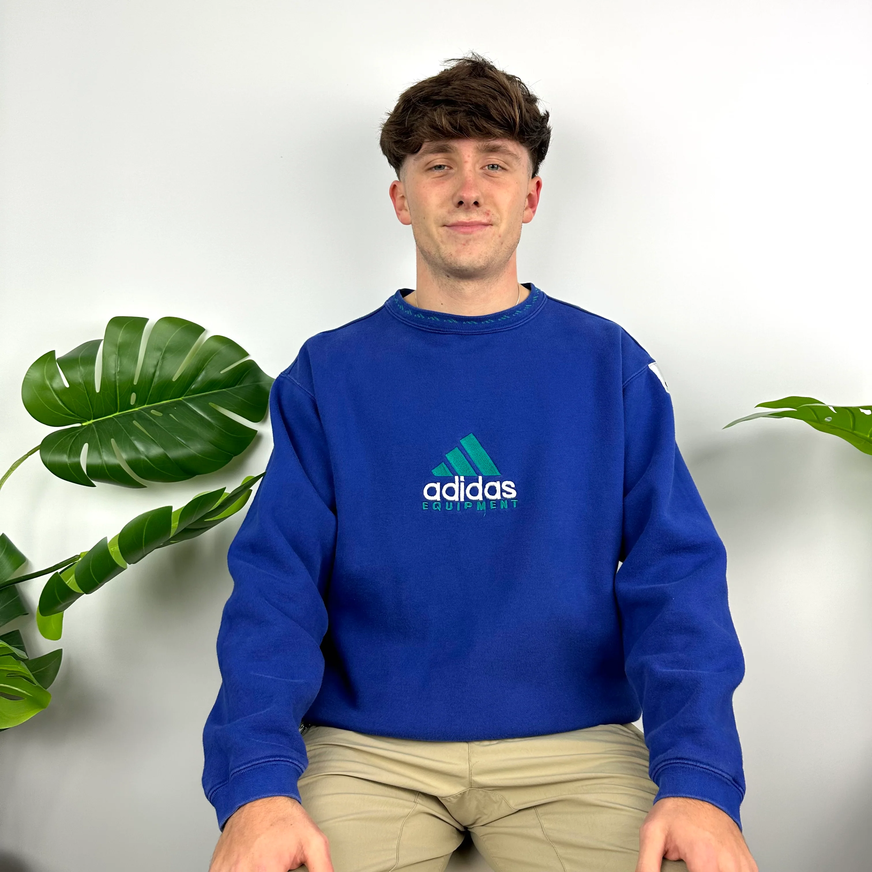 Adidas Equipment RARE Blue Embroidered Spell Out Sweatshirt (M) - Image 6