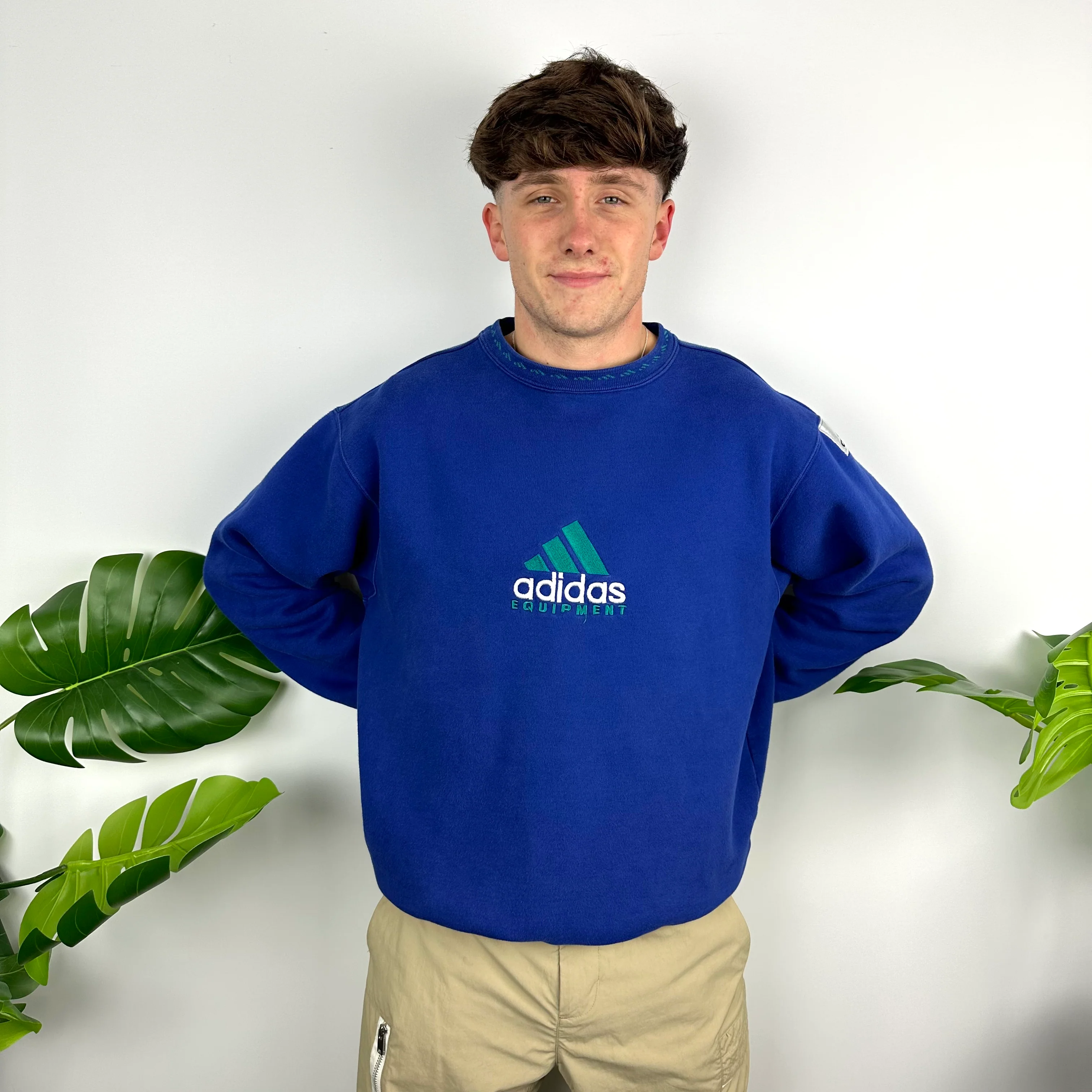 Adidas Equipment RARE Blue Embroidered Spell Out Sweatshirt (M) - Image 8