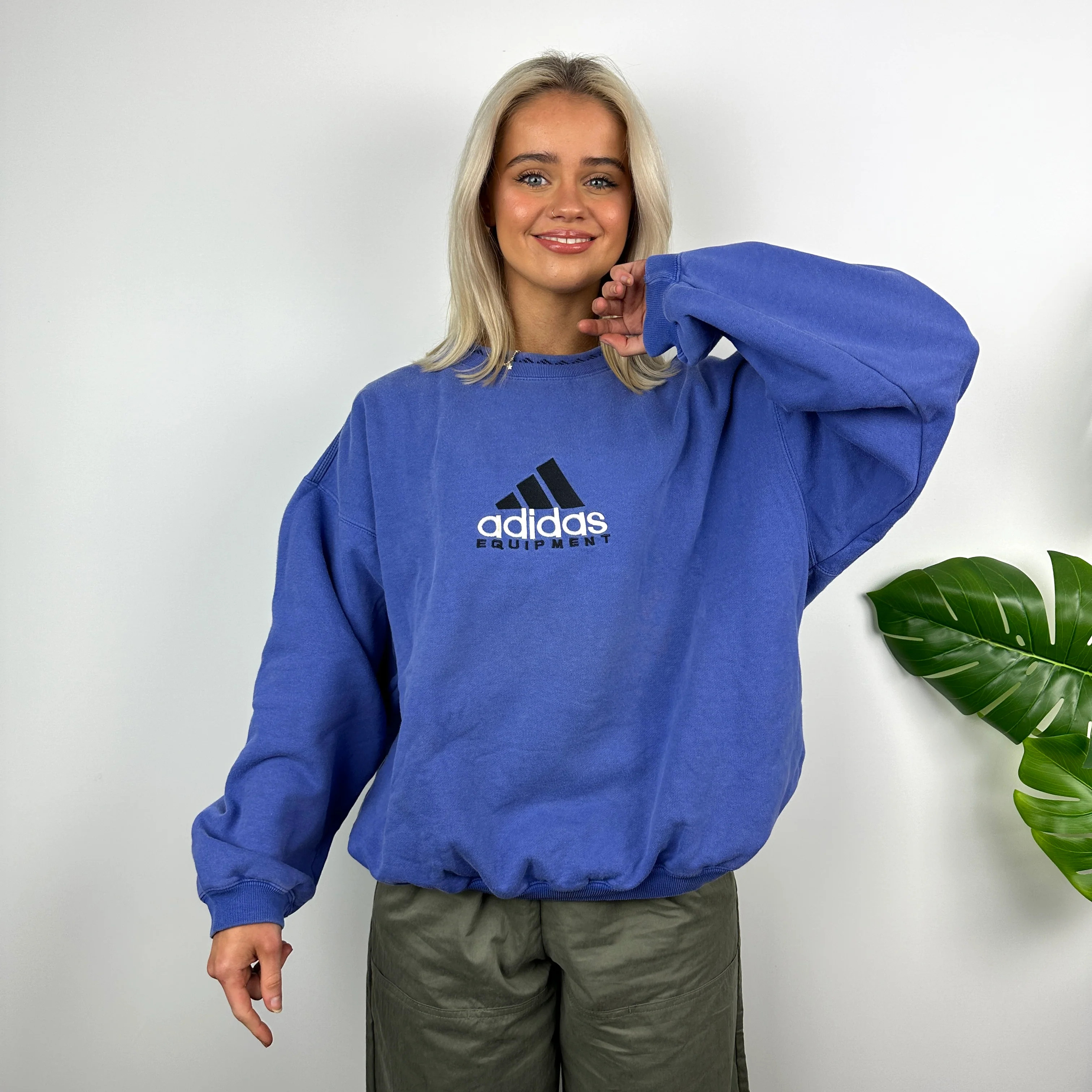 Adidas Equipment RARE Blue Embroidered Spell Out Sweatshirt (L) - Image 6