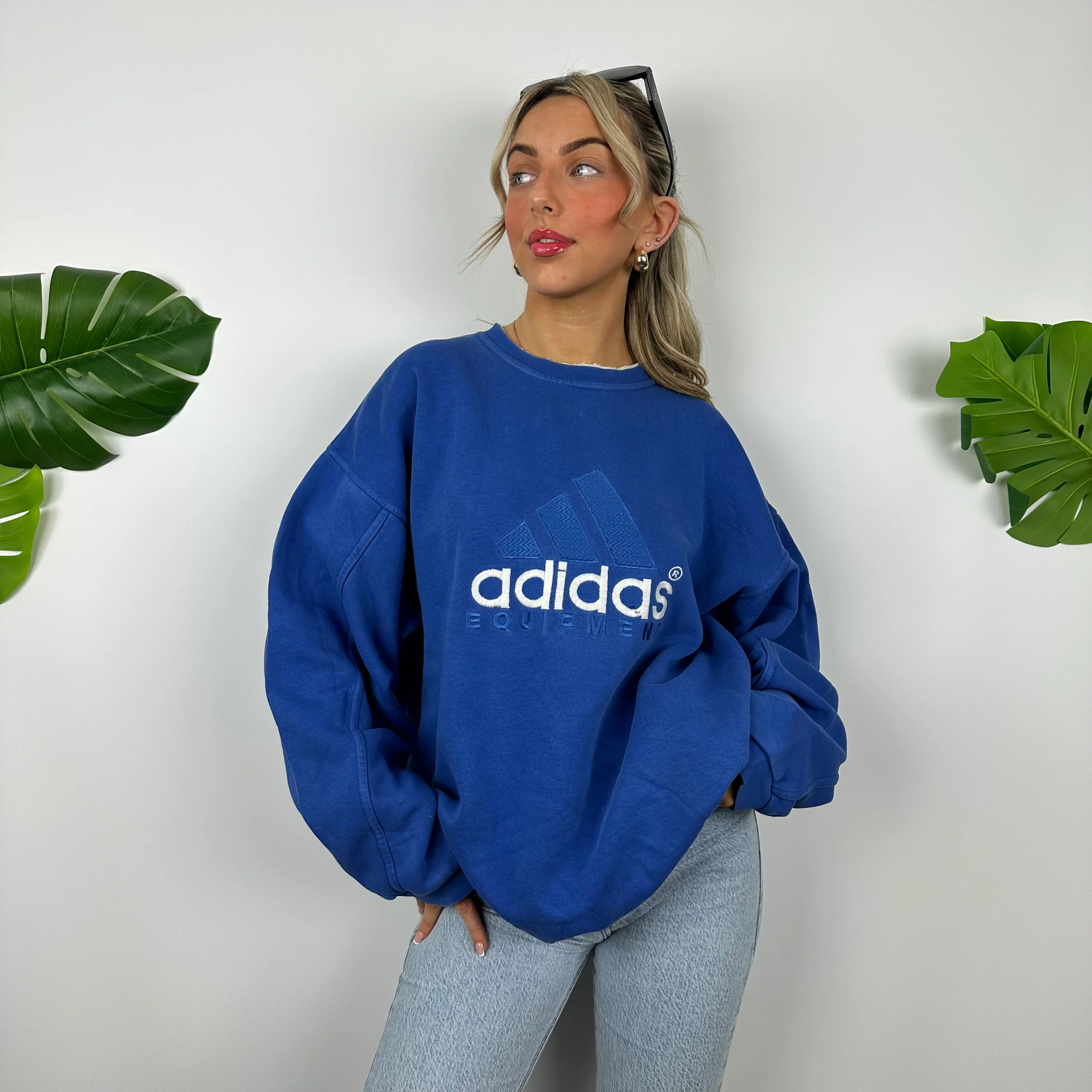 Adidas Equipment RARE Blue Embroidered Spell Out Sweatshirt (L) - Image 10