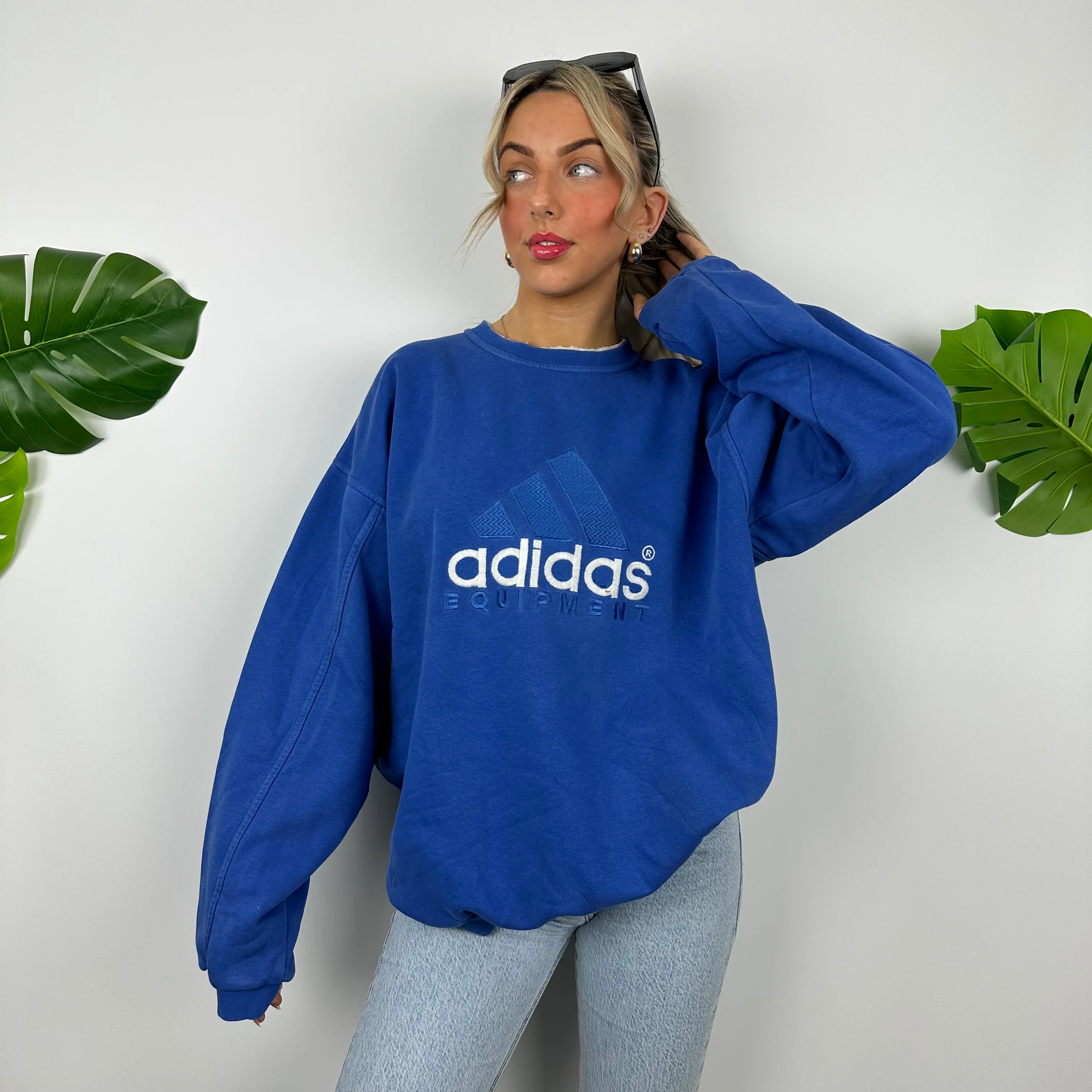 Adidas Equipment RARE Blue Embroidered Spell Out Sweatshirt (L) - Image 8