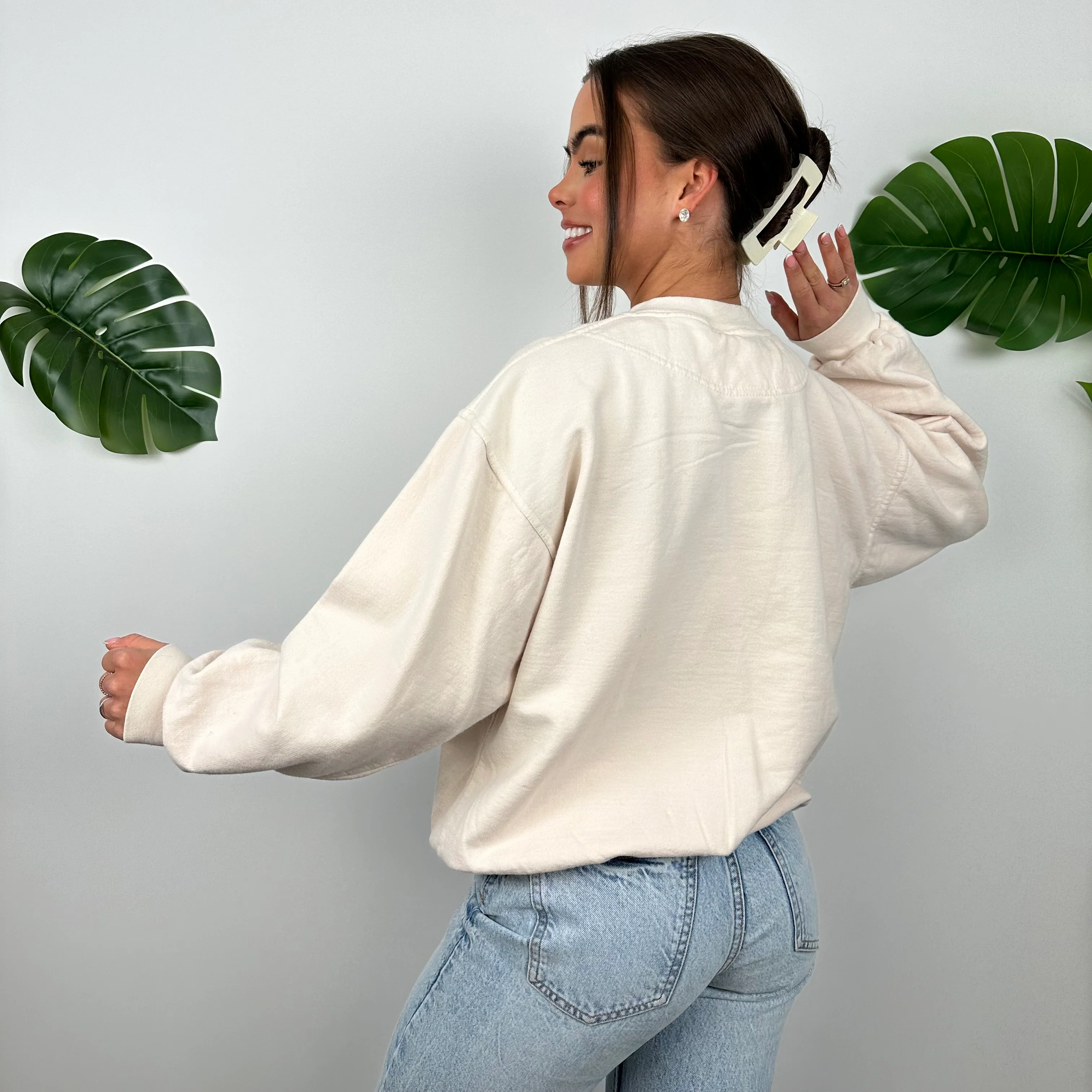 Adidas Equipment RARE Cream Embroidered Spell Out Sweatshirt (S) - Image 6