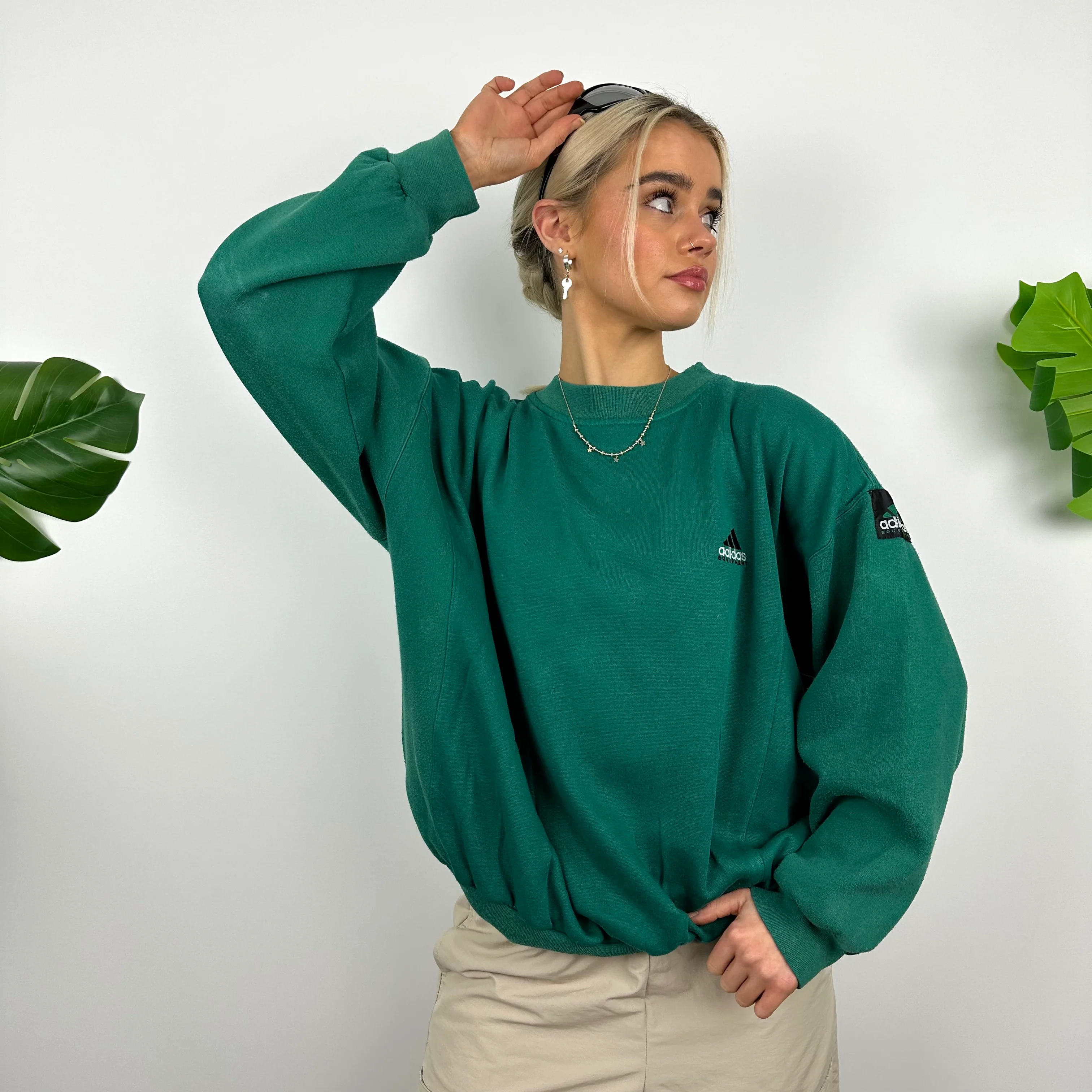Adidas Equipment RARE Green Embroidered Spell Out Sweatshirt (M) - Image 3