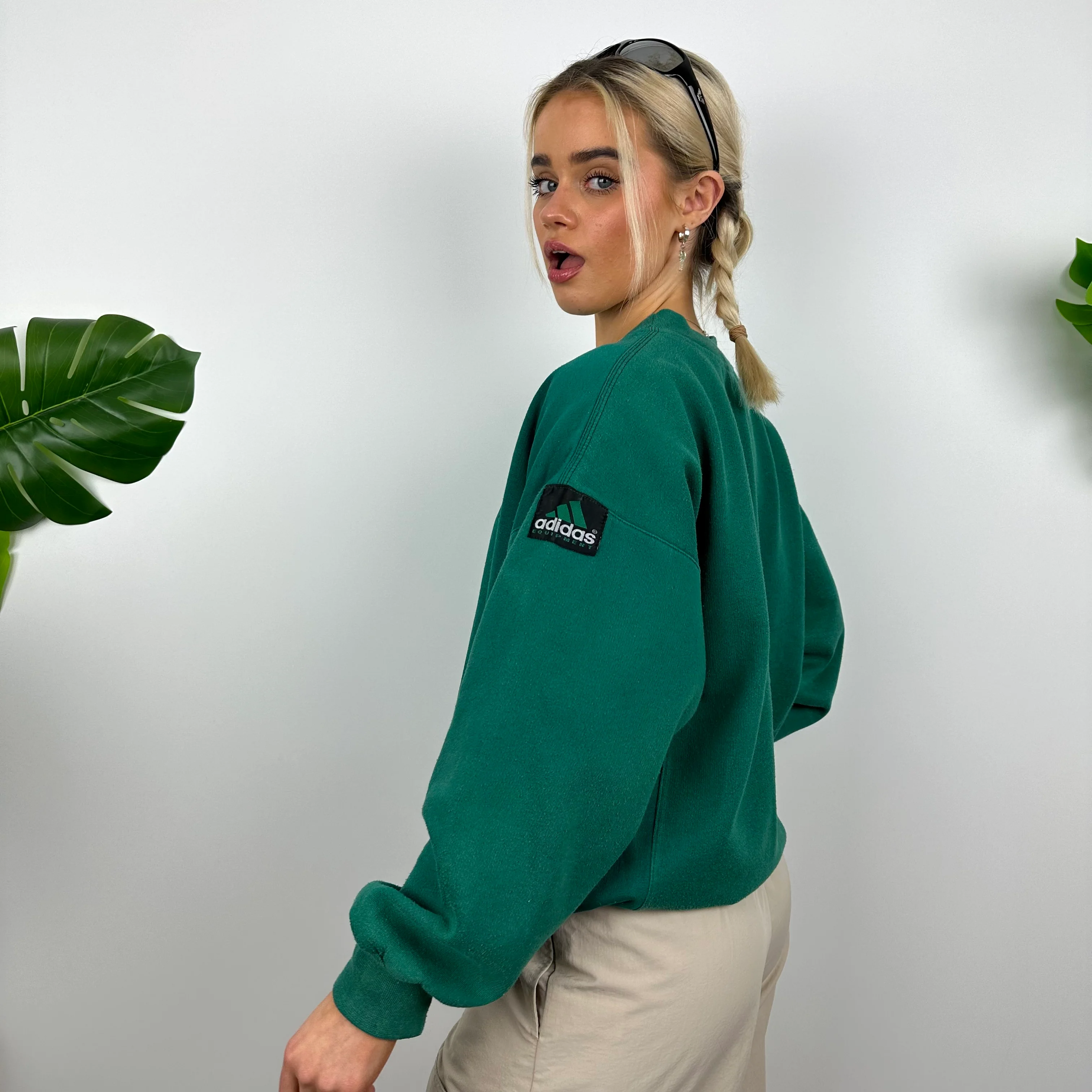 Adidas Equipment RARE Green Embroidered Spell Out Sweatshirt (M) - Image 4