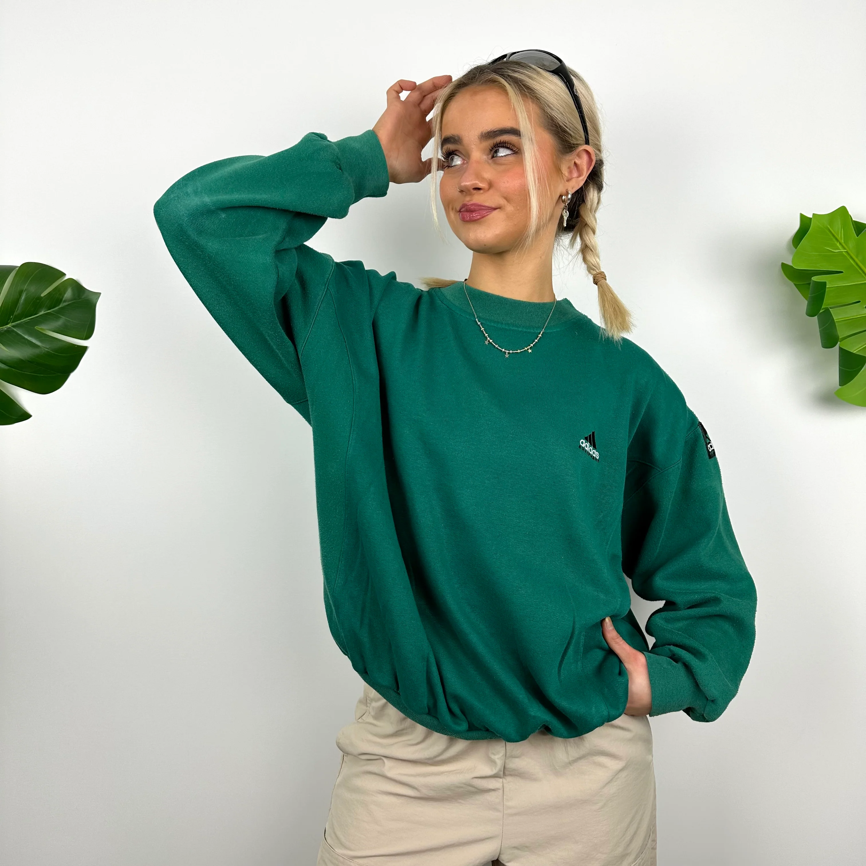 Adidas Equipment RARE Green Embroidered Spell Out Sweatshirt (M) - Image 6
