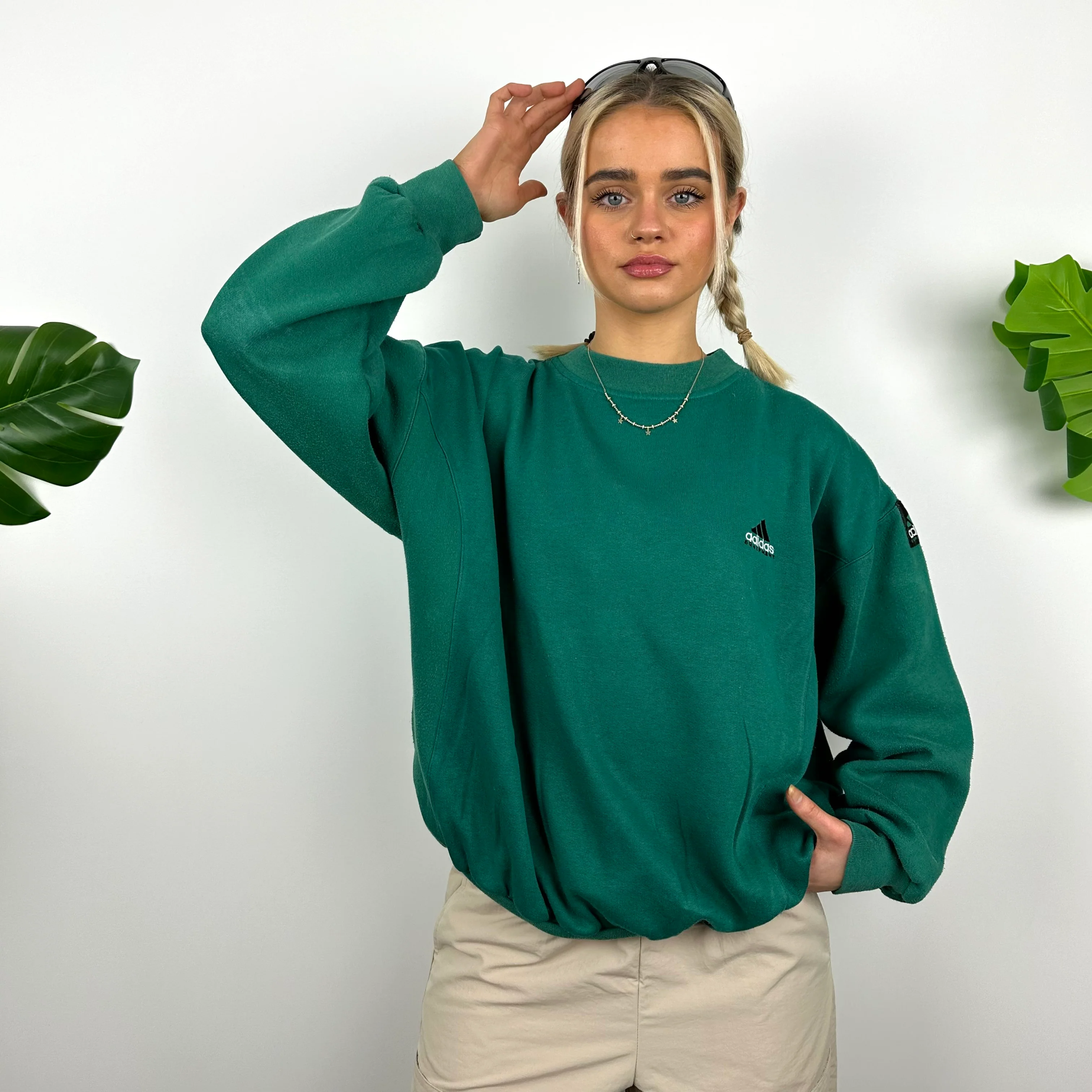 Adidas Equipment RARE Green Embroidered Spell Out Sweatshirt (M) - Image 7