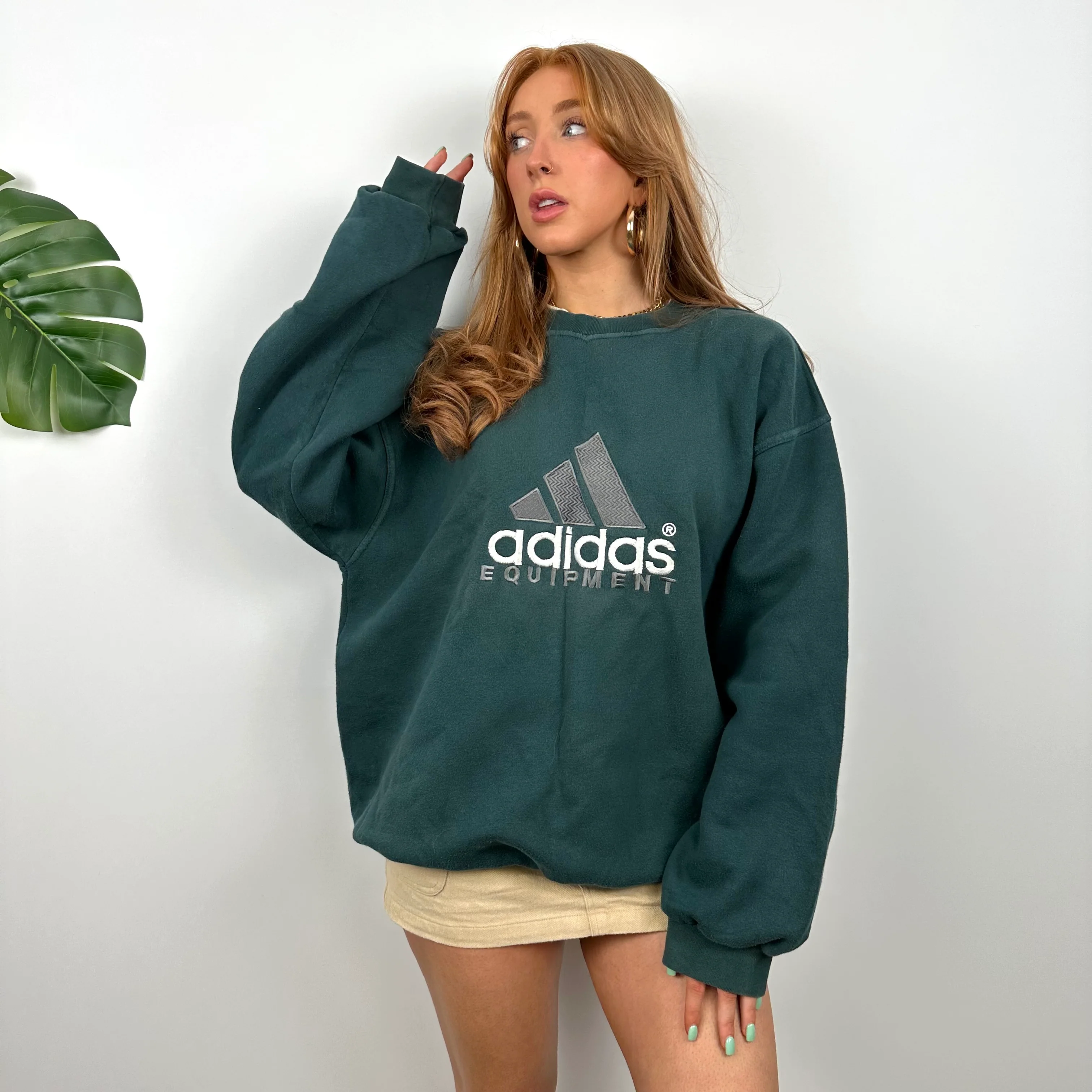 Adidas Equipment RARE Green Embroidered Spell Out Sweatshirt (L) - Image 3