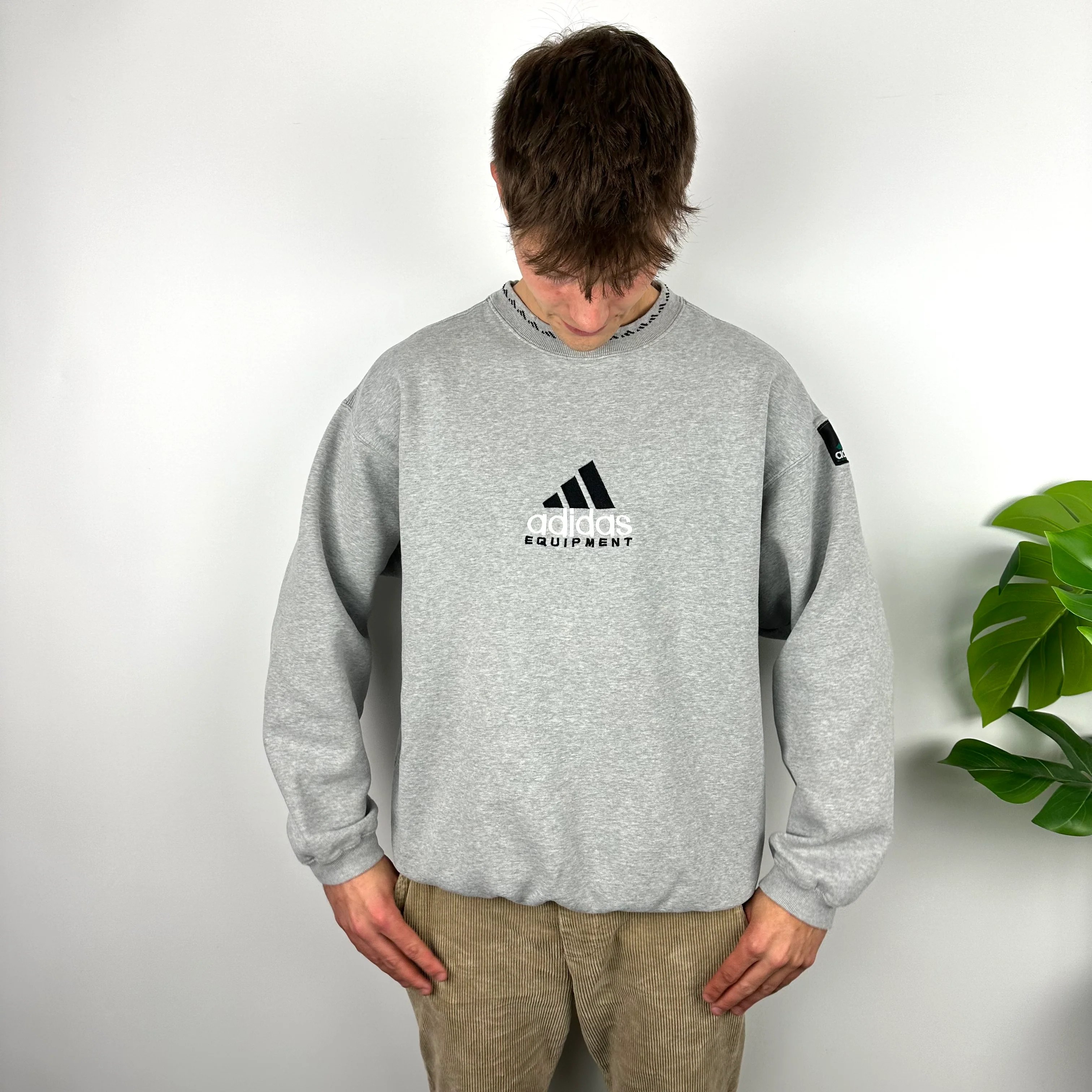 Adidas Equipment RARE Grey Embroidered Spell Out Sweatshirt (L) - Image 3