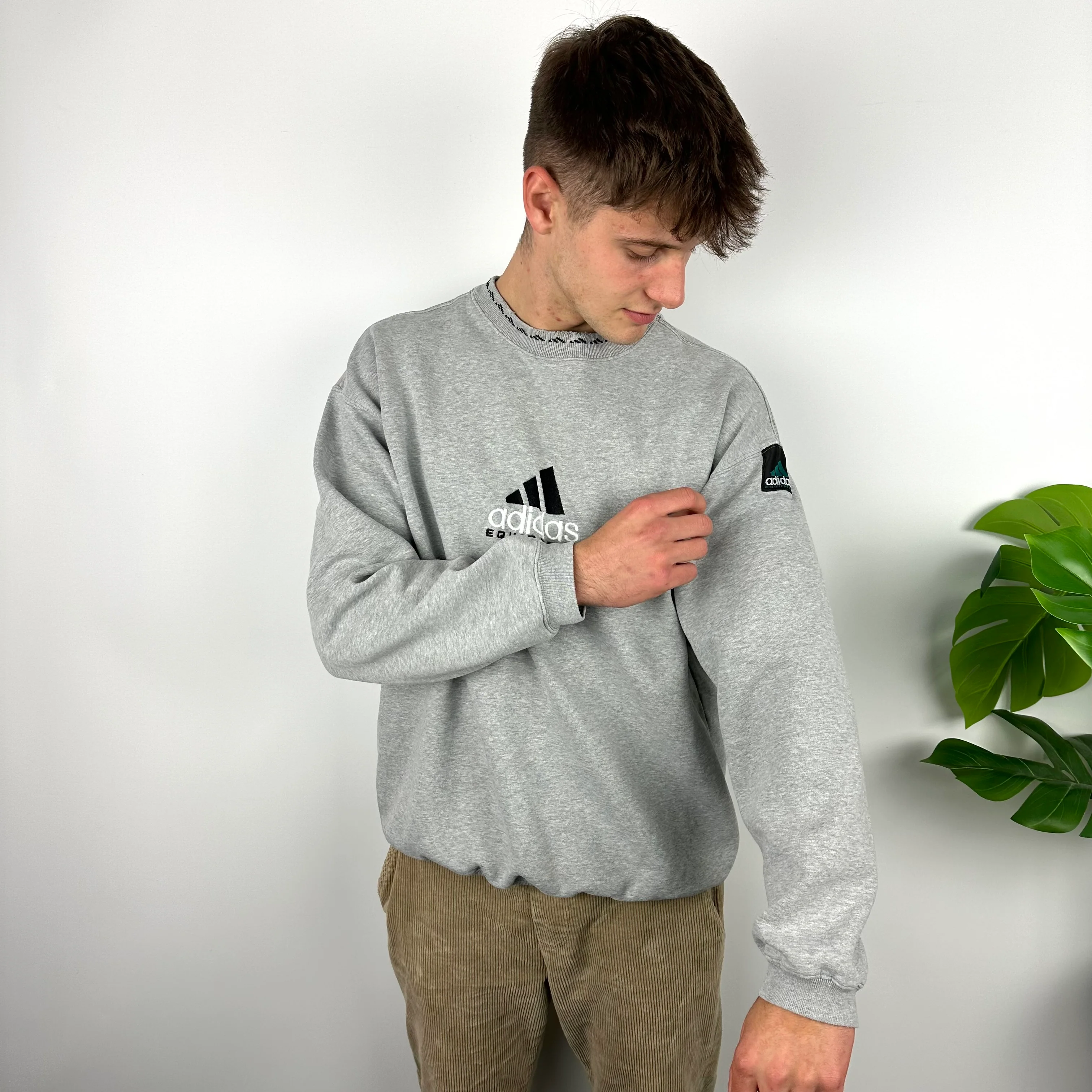 Adidas Equipment RARE Grey Embroidered Spell Out Sweatshirt (L) - Image 5