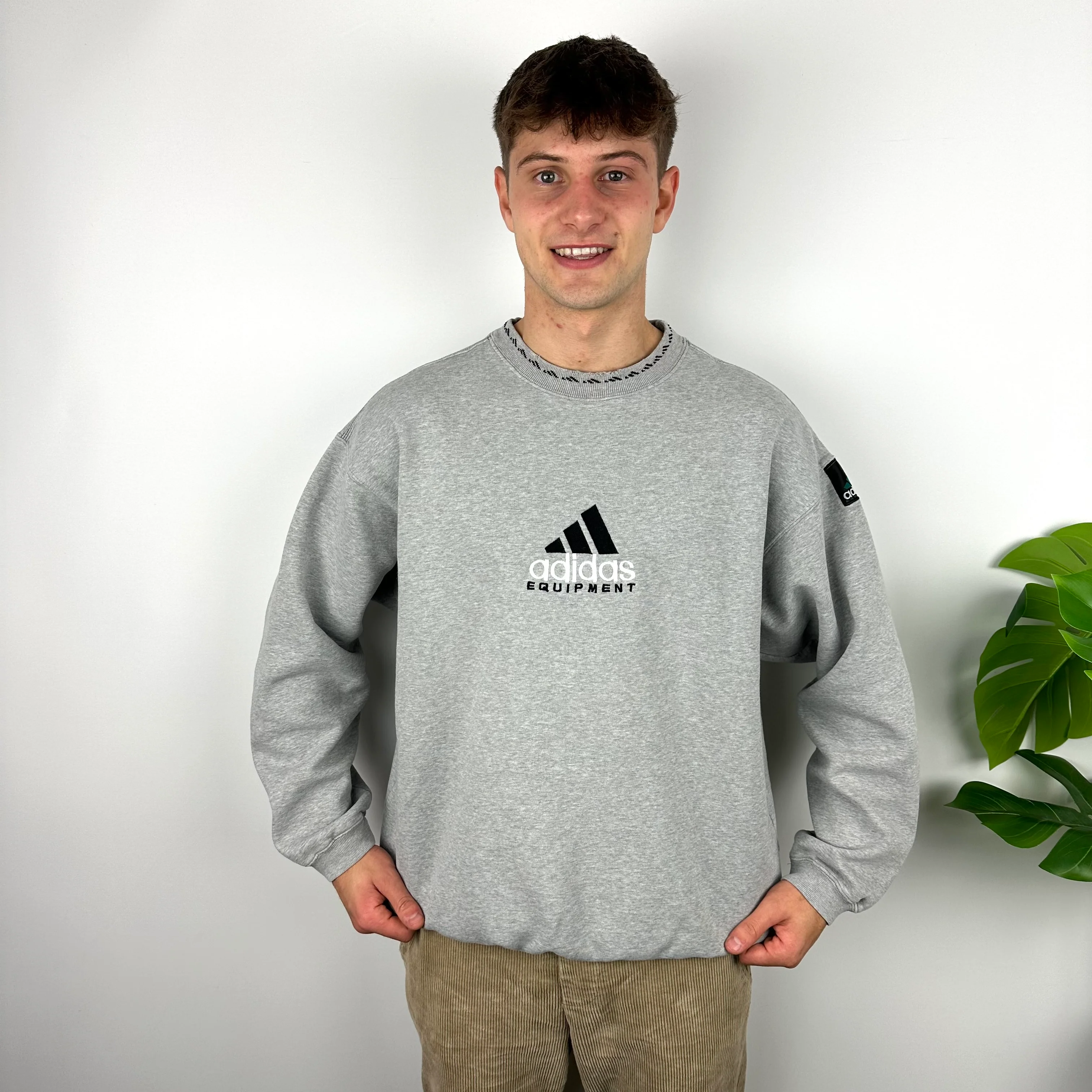 Adidas Equipment RARE Grey Embroidered Spell Out Sweatshirt (L) - Image 6