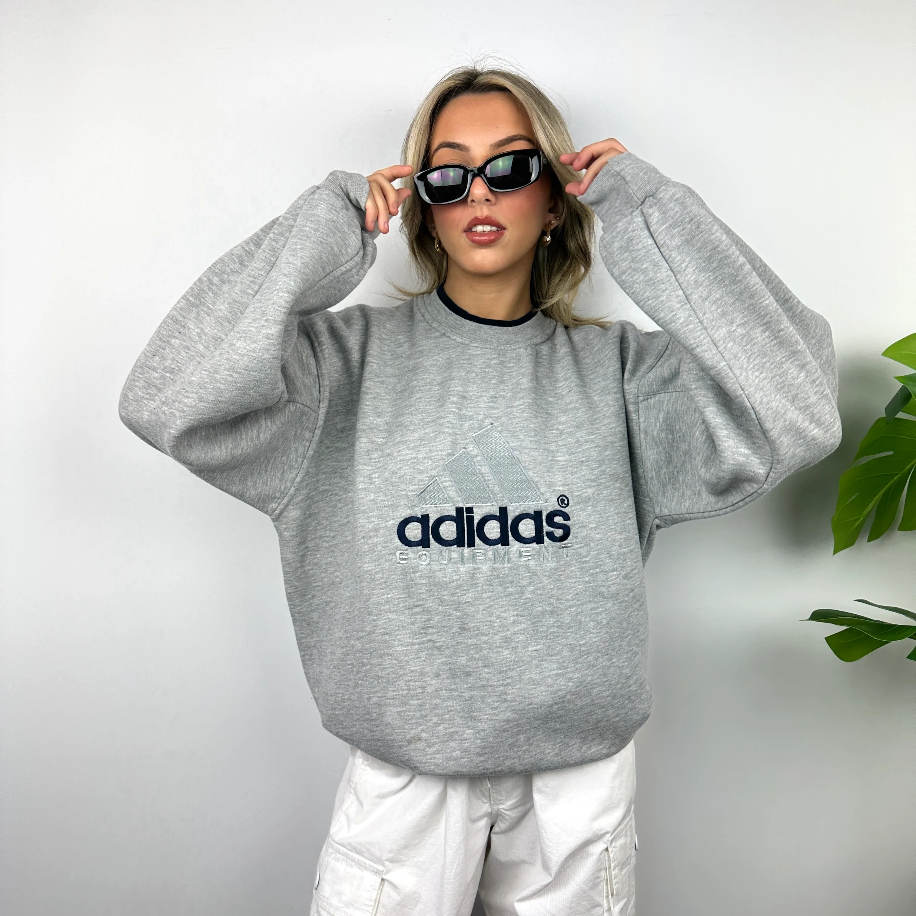 Adidas Equipment RARE Grey Embroidered Spell Out Sweatshirt (XL) - Image 6