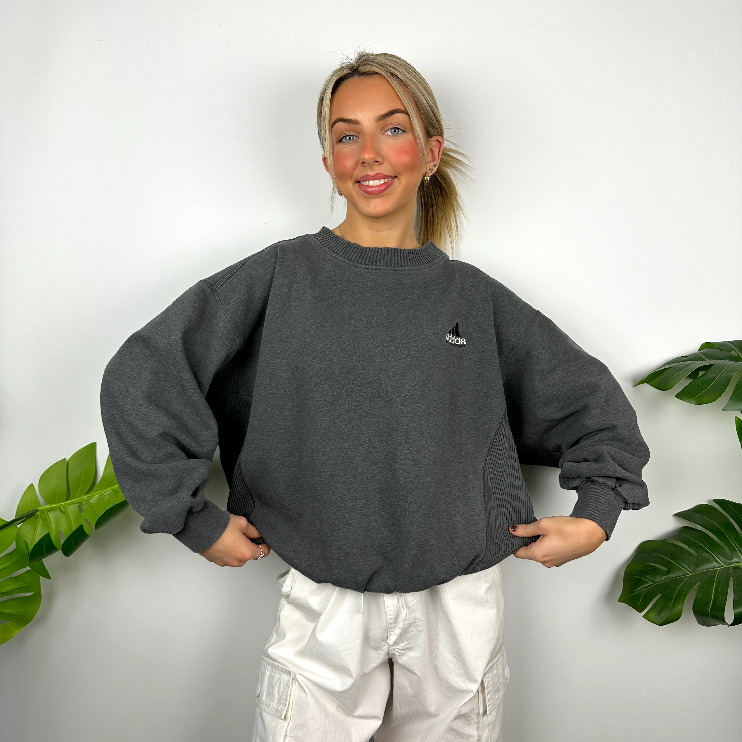 Adidas Equipment RARE Grey Embroidered Spell Out Sweatshirt (M) - Image 6