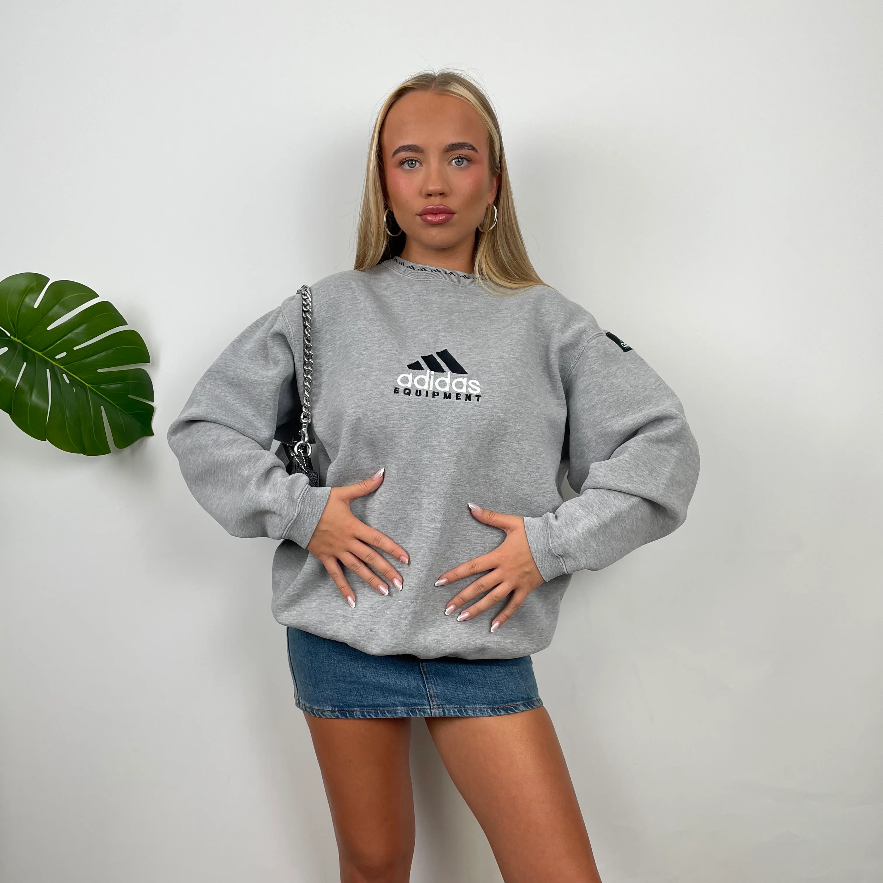 Adidas Equipment RARE Grey Embroidered Spell Out Sweatshirt (M) - Image 2